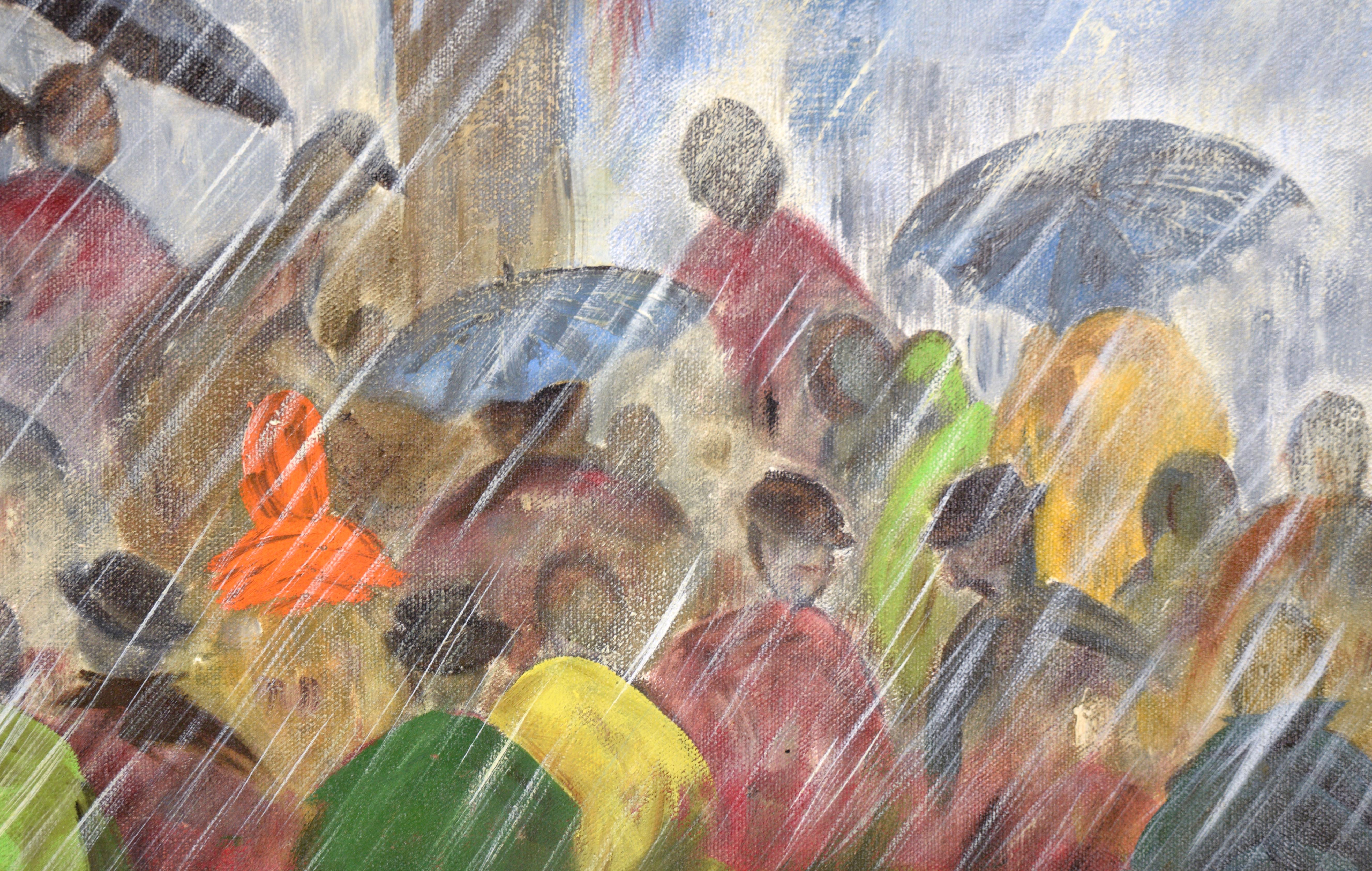 Pouring Down in the Streets - Paysage urbain pluvieux en vente 1