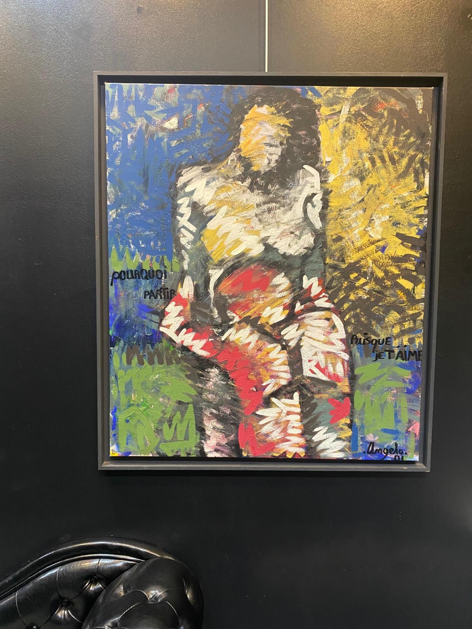„Pourquoi partir puisque je t'aime“ von Angelo – Öl auf Leinwand 83x96cm (Neue Wilde), Painting, von Unknown