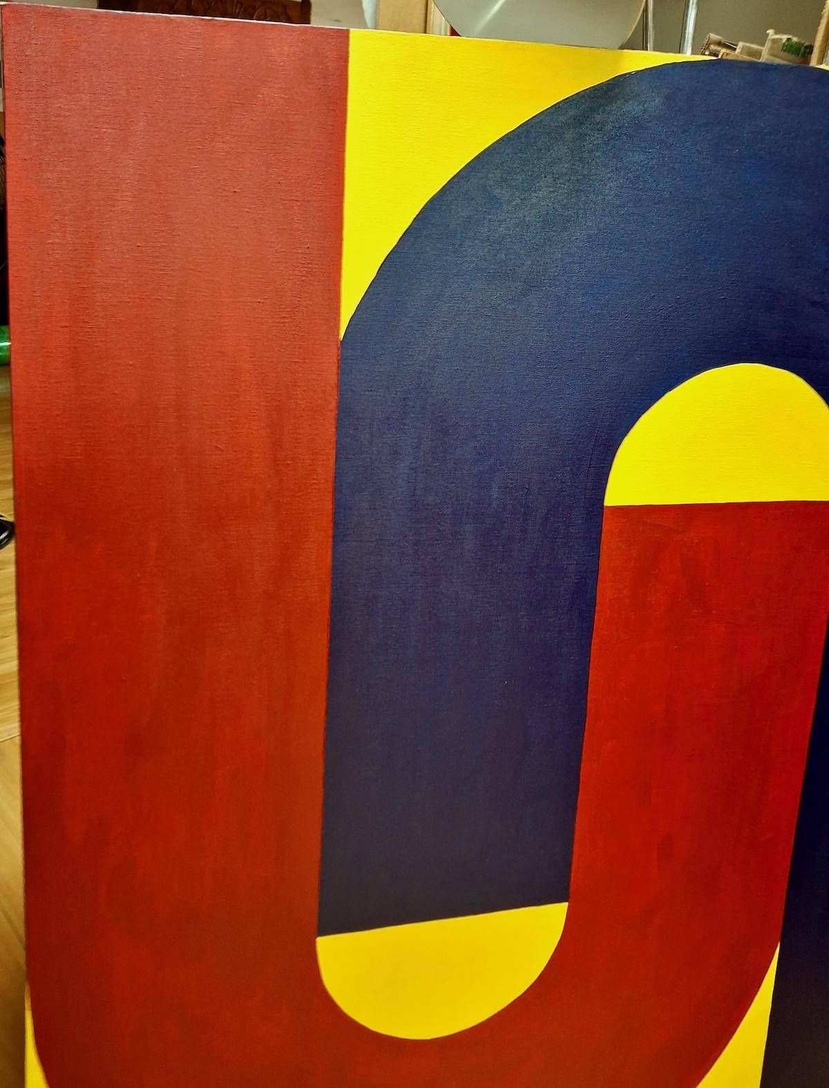 Power Grab in Primary Colors - Abstract Painting by Unknown