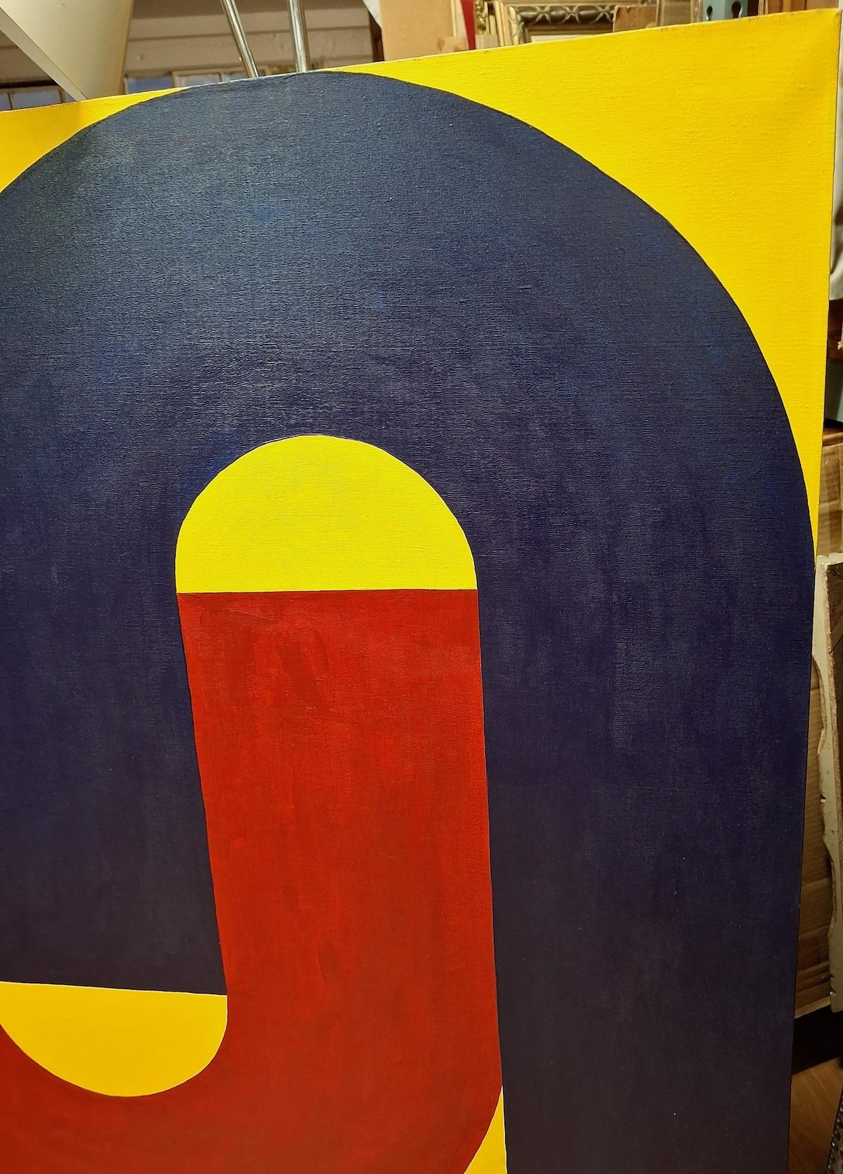 Power Grab in Primary Colors - Black Abstract Painting by Unknown