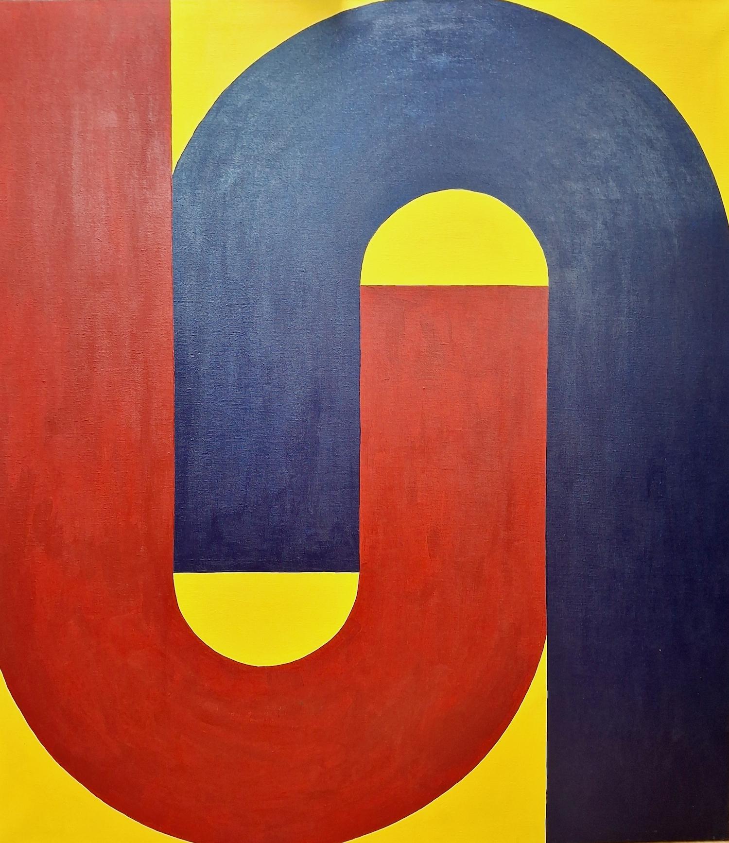 Unknown Abstract Painting - Power Grab in Primary Colors
