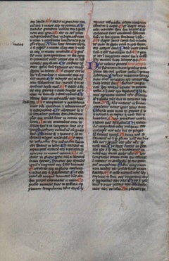 Prayer - Psalms - 1230 Latin Medieval Bible Manuscript Leaf - pen ink religious