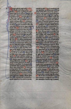 Prayer - Psalms - 1230 Latin Medieval Bible Manuscript Leaf - pen ink religious