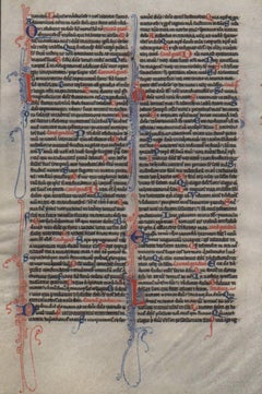 Prayer - Psalms - 1245 Latin Medieval Bible Manuscript Leaf - pen ink religious
