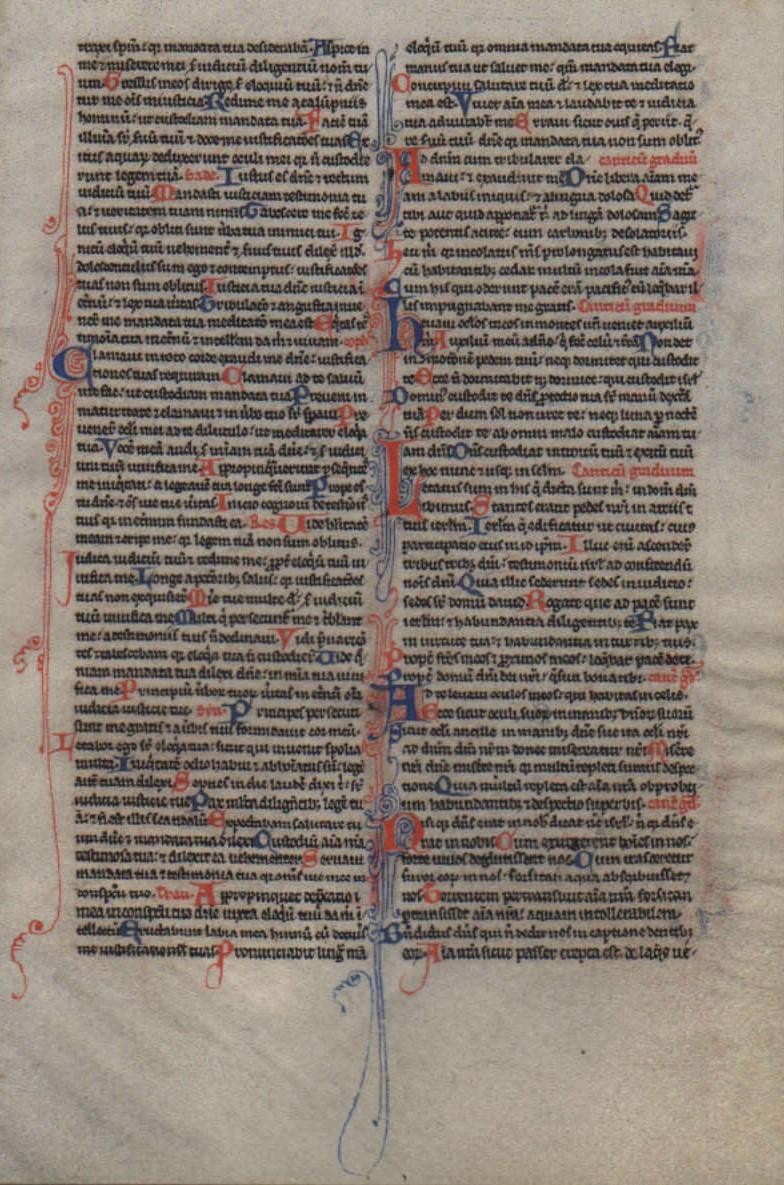 Unknown Figurative Print - Prayer - Psalms - 1245 Latin Medieval Bible Manuscript Leaf - pen ink religious