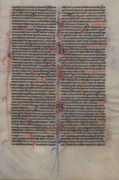 Antique Prayer - Psalms - 1245 Latin Medieval Bible Manuscript Leaf - pen ink religious