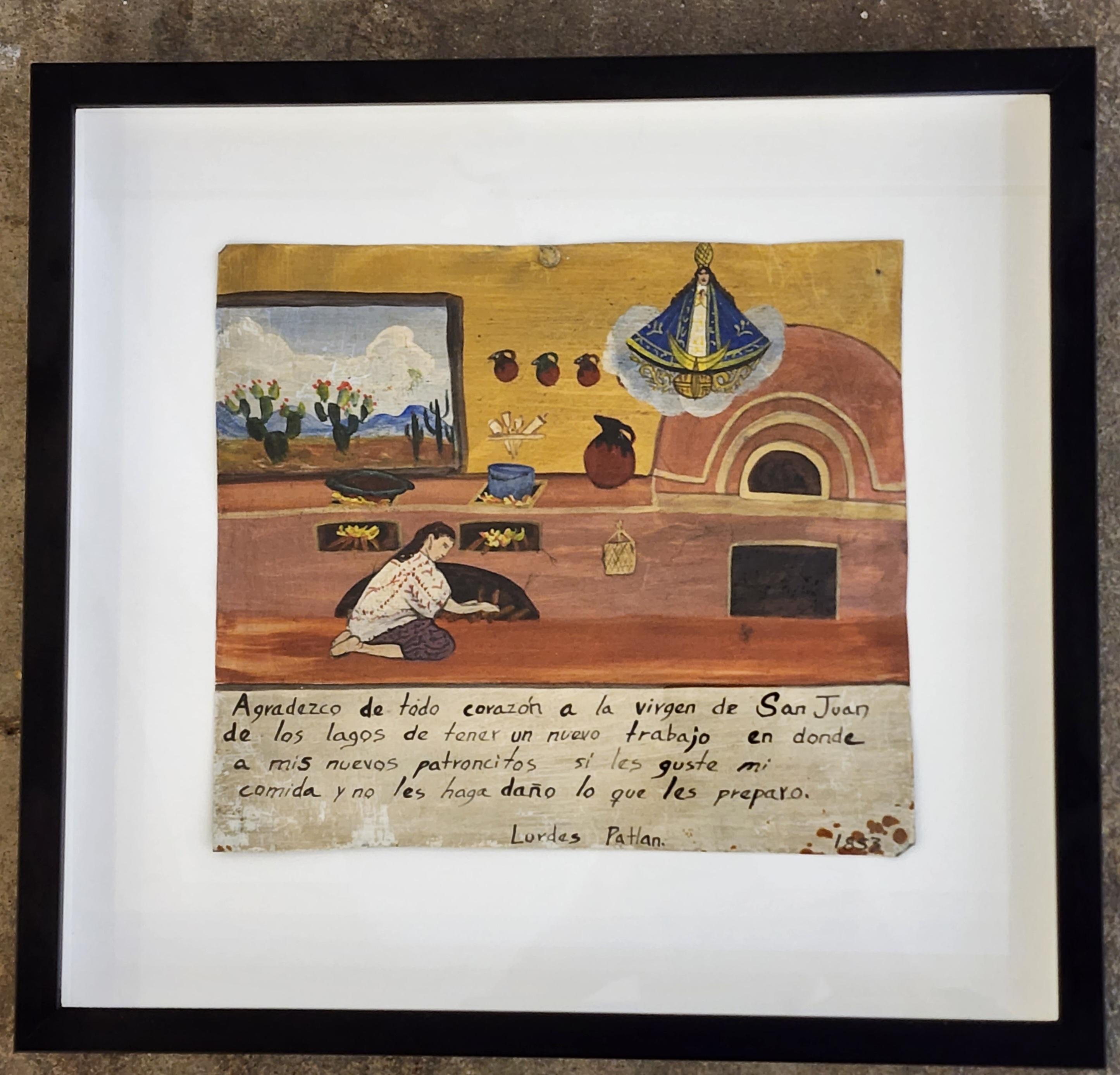 Prayers to the Virgen of San Juan, Ex-Voto, Retablo, Painting on Metal, Mexico