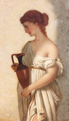 Pre-Raphaelite Portrait Painting of a Grecian Woman  British American Circa 1874