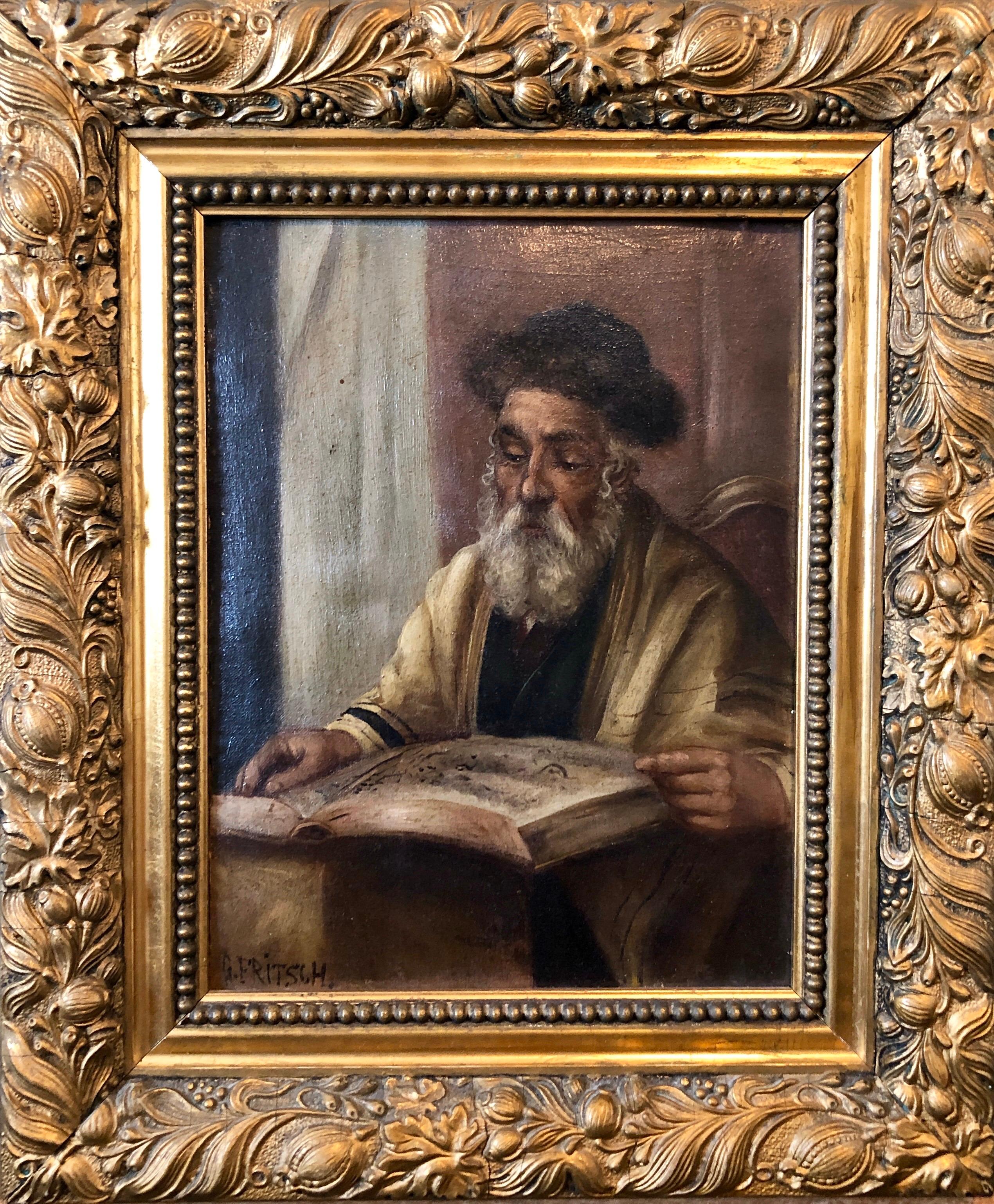 old man praying oil painting