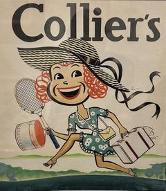 Copertina preliminare per Collier's Magazine, Donna con racchetta da tennis e bagagli