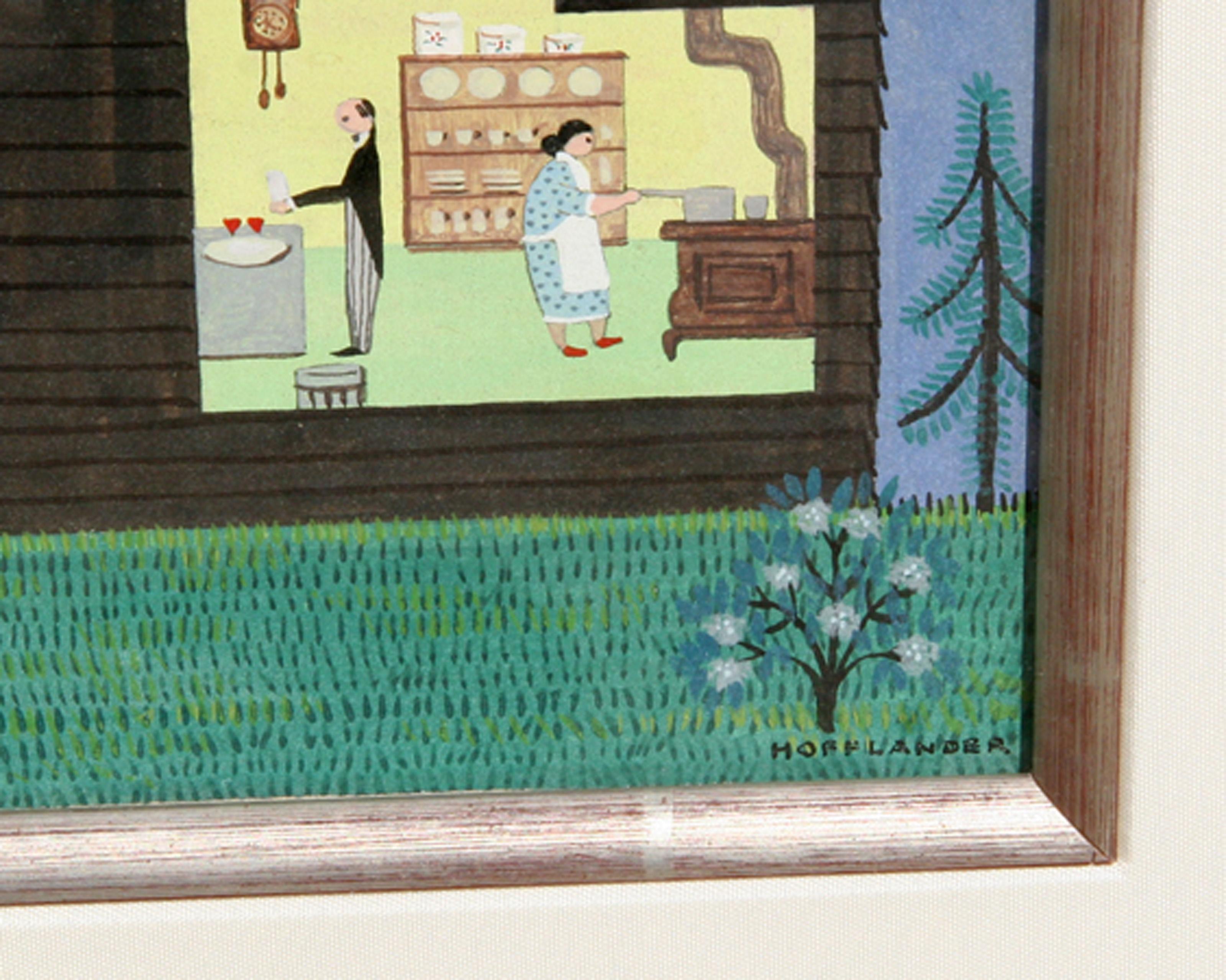Préparation pour le dîner, acrylique sur panneau d'art populaire de Jack Hofflander en vente 1