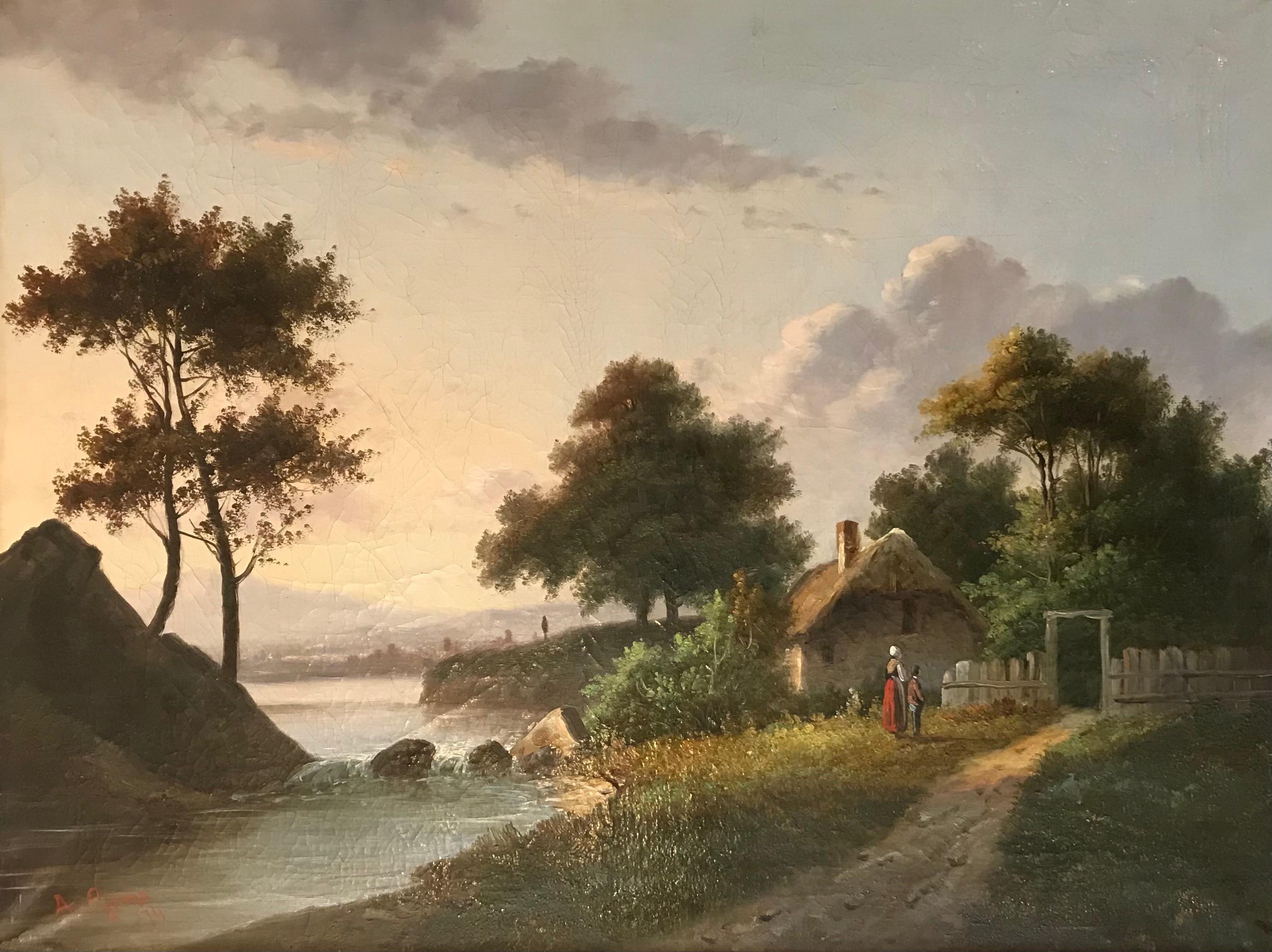 Landscape Painting Unknown - Près de la rivière