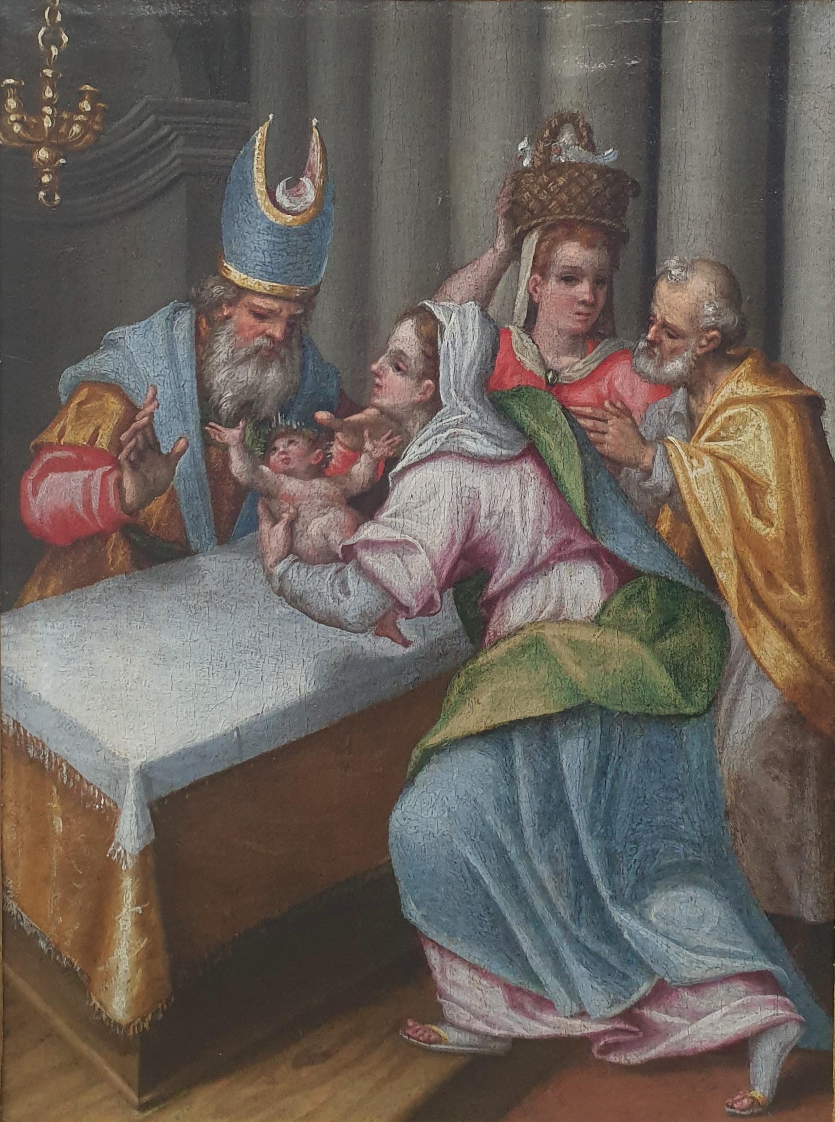 Klassische Präsentation des Jesus- Tempels, Italienische flämische Schule, 17. Jahrhundert, Öl auf Leinwand – Painting von Unknown