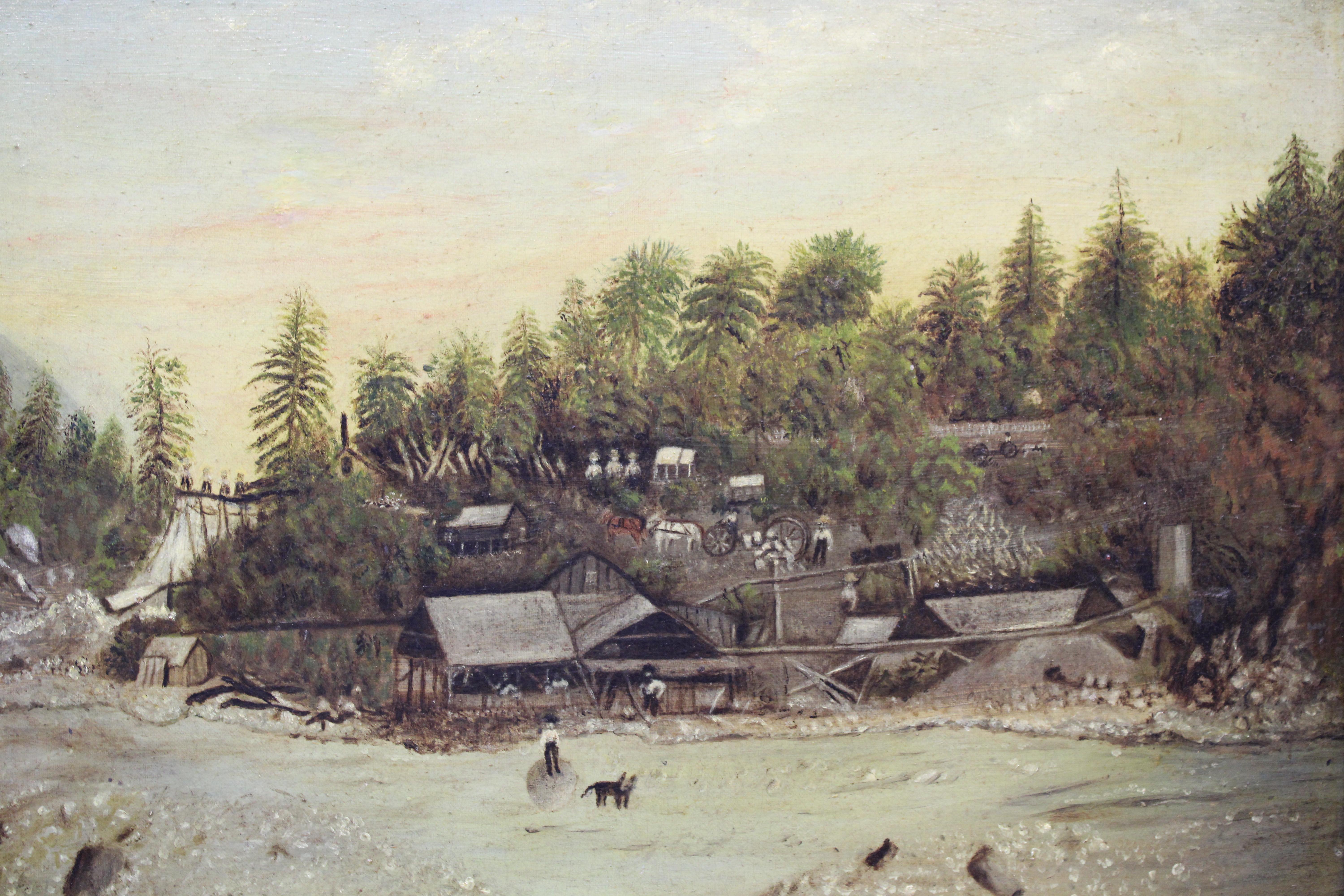 Encampment Painting  - Beige Landscape Painting by Unknown