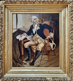 Antique Primitive Portrait of George Washington with Sword