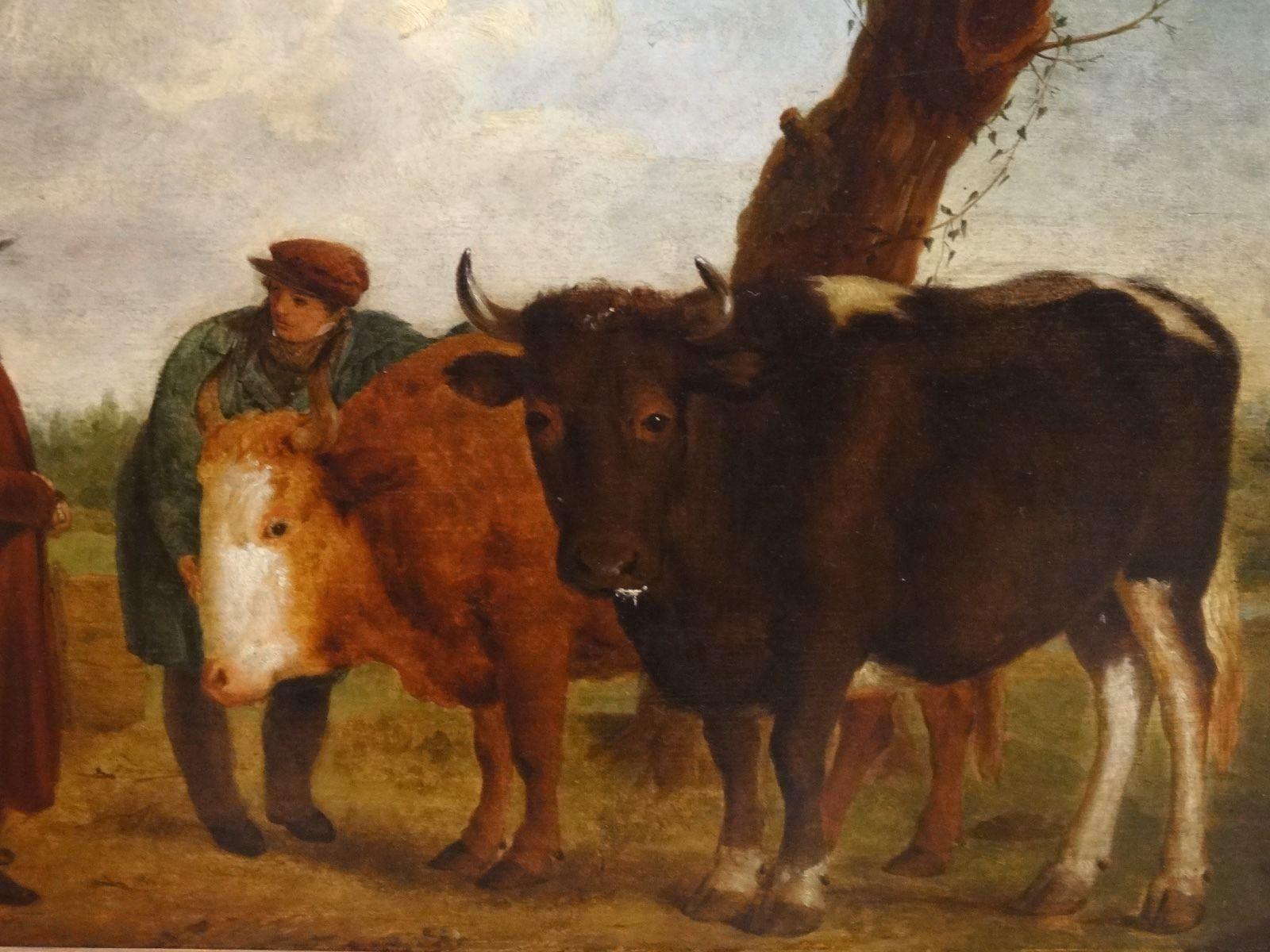 Prize Bulls, Farmer & Owner, 18th Century  - Painting by Unknown