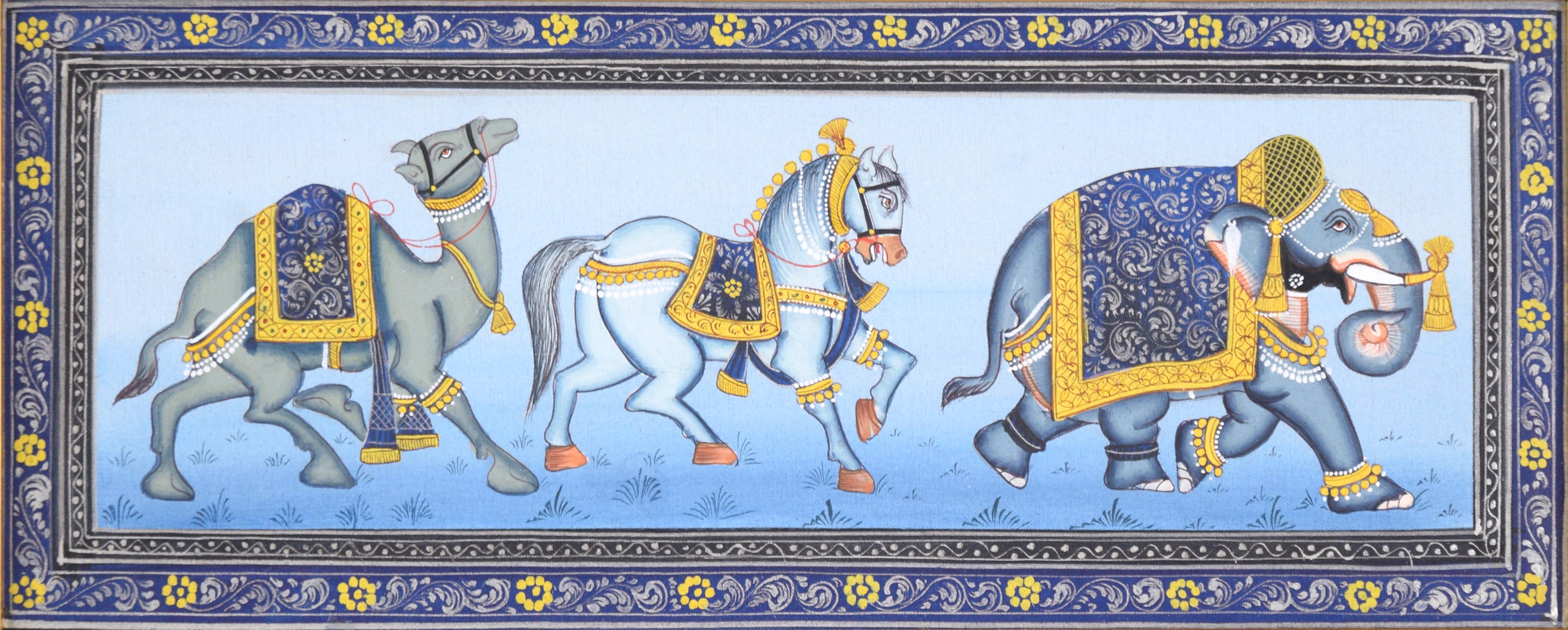 Unknown Animal Painting - Procession of Indian Royal Animals