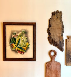 Produce still life mid century original water color painting by Harris