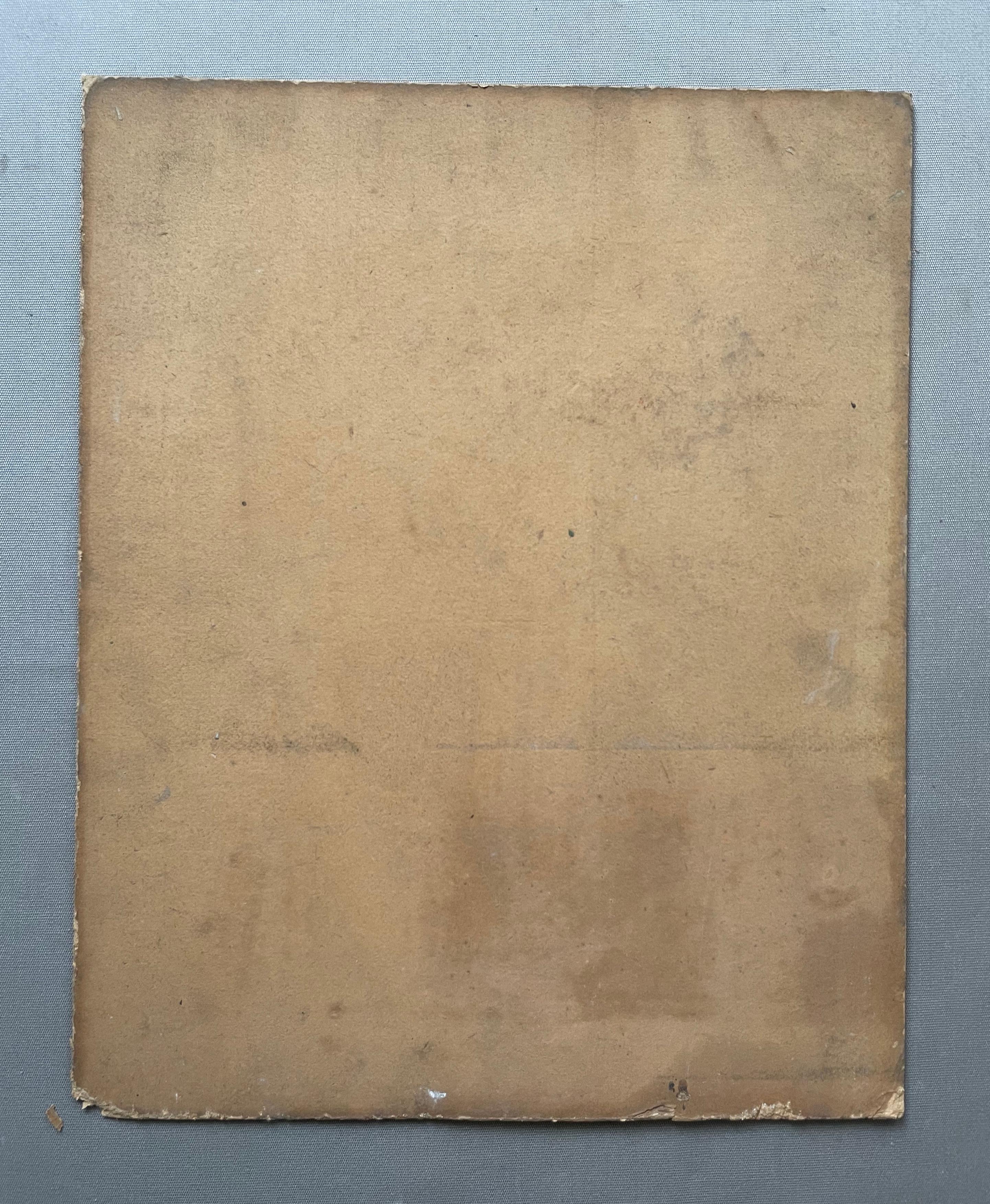 Profil d'un homme aux cheveux roux, huile sur carton - Marron Portrait Painting par Unknown