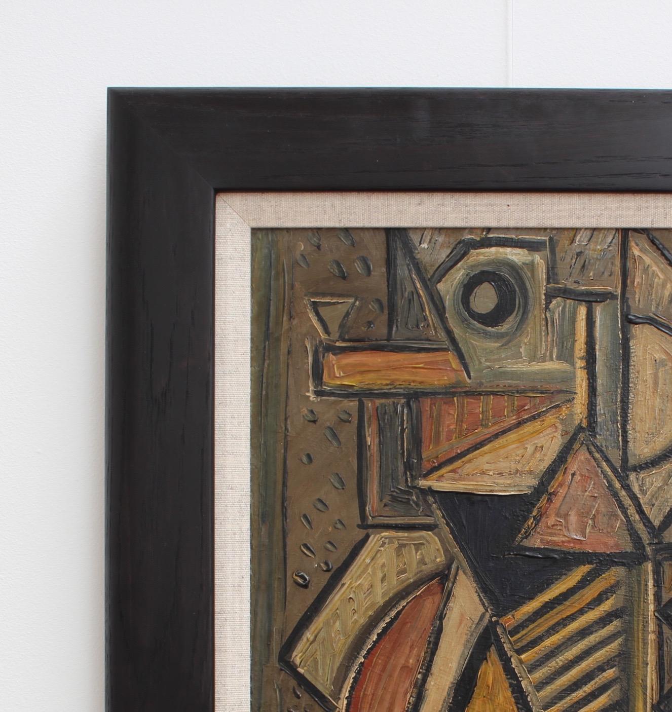 'Profile of a Seated Man', oil on board, by unknown artist (circa 1940s - 1950s). Inspired by the cubists such as Picasso and Braque, this work depicts a seated man in profile. As in other cubist works, objects and people are portrayed from various