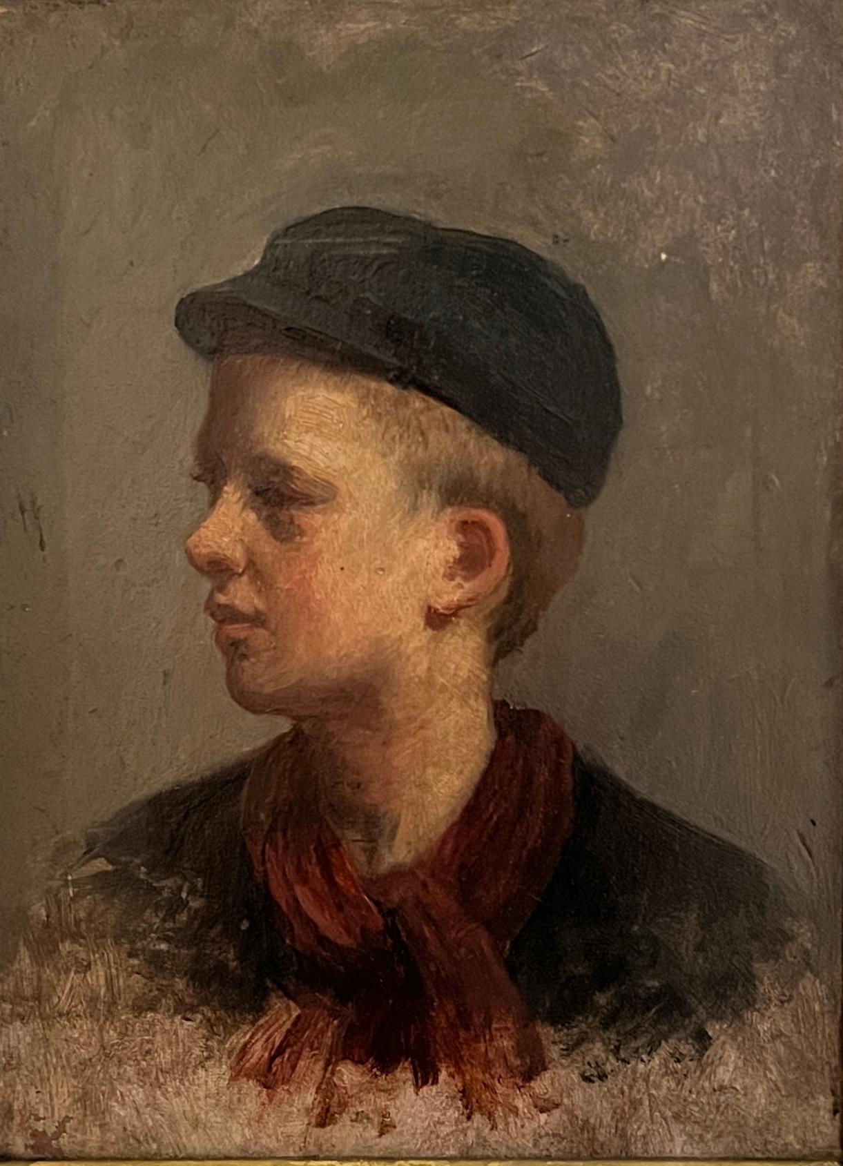 Unknown Portrait Painting - Profile of a young boy