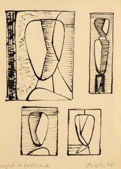 Projets(?) de Tableaux, Ink Painting by Wolfgang Paalen, 1936