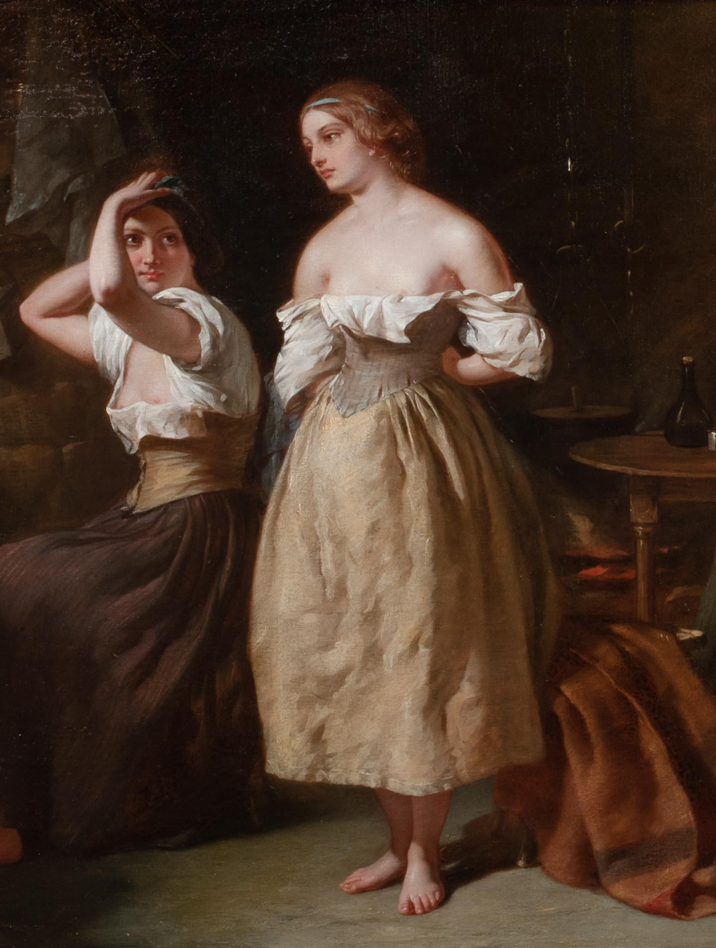 Prostitutes & Pimp In A Brothel Interior, 19th Century For Sale 4