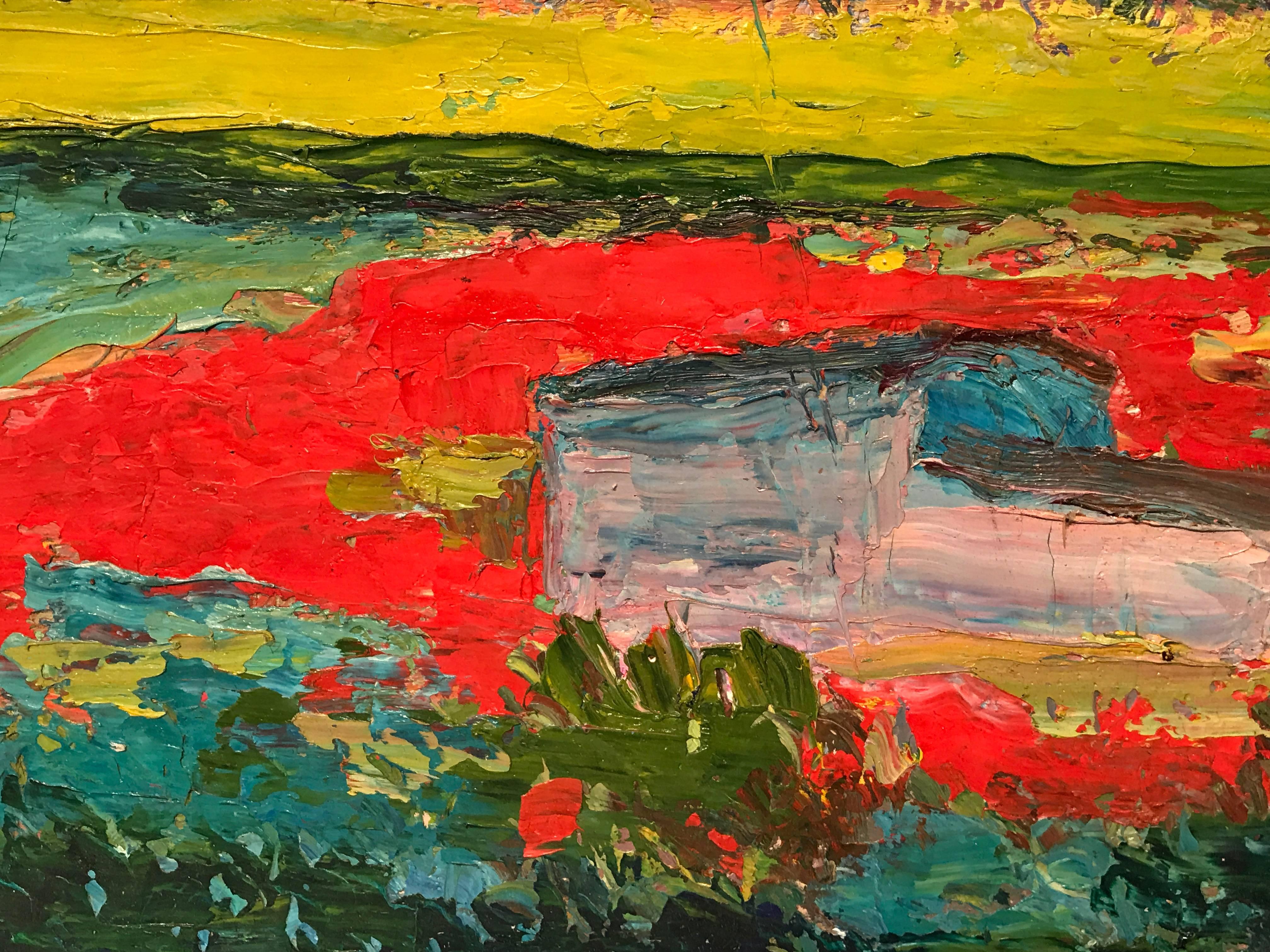 Provencal Landscape Poppy Fields Original Oil Painting For Sale 2