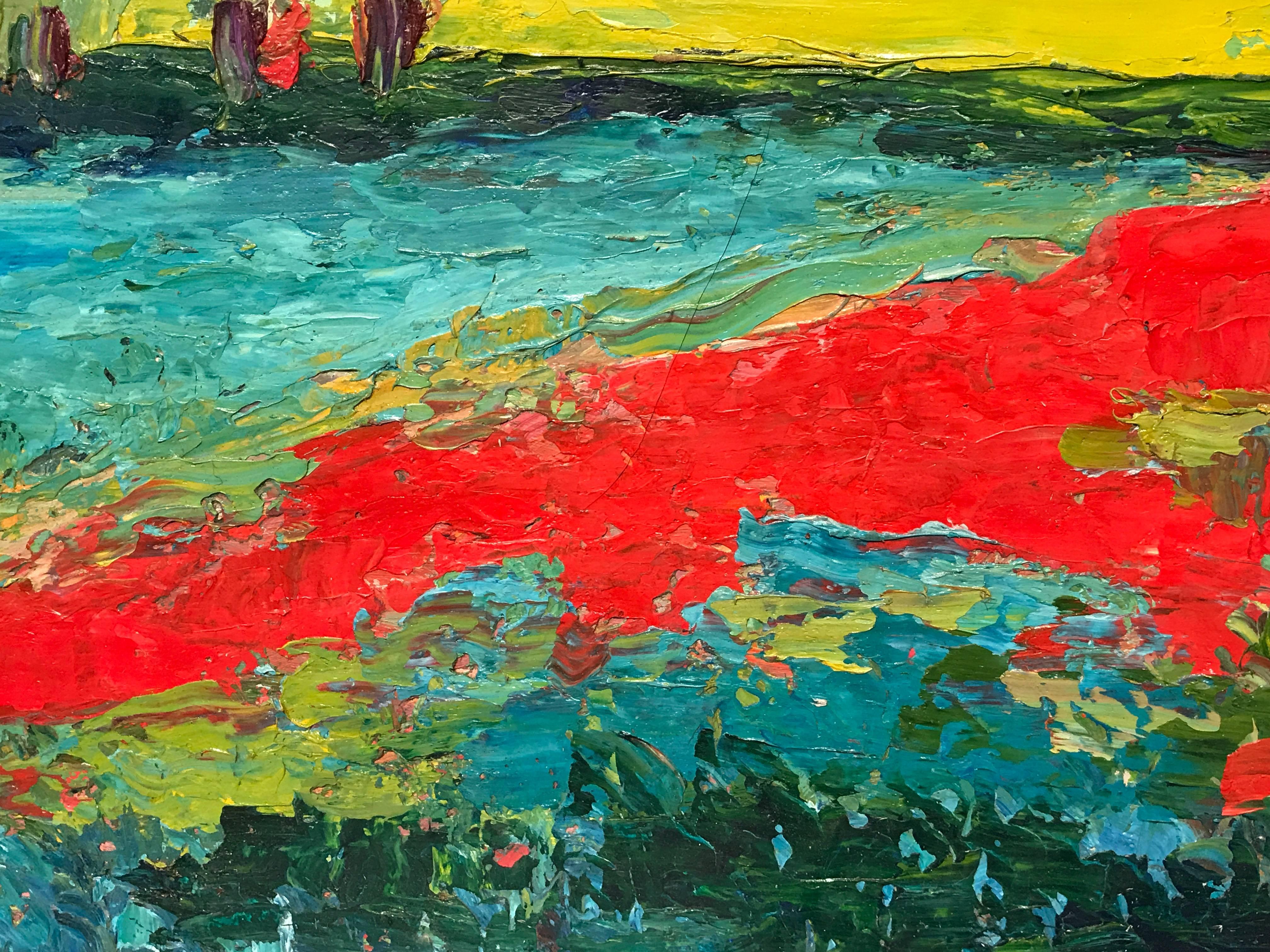 Provencal Landscape Poppy Fields Original Oil Painting For Sale 3