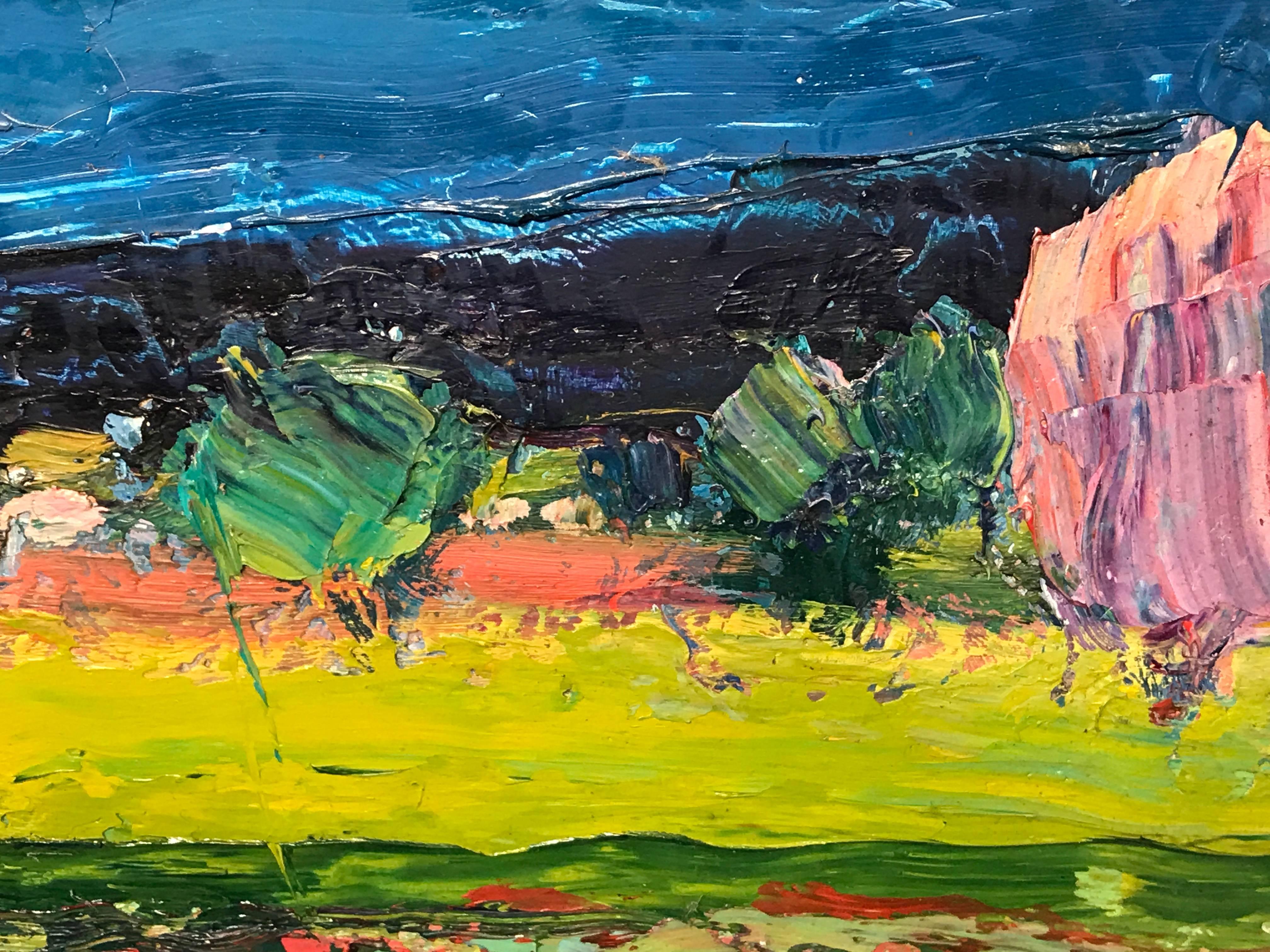 Paisaje provenzal Campos de amapolas Pintura al óleo original en venta 1