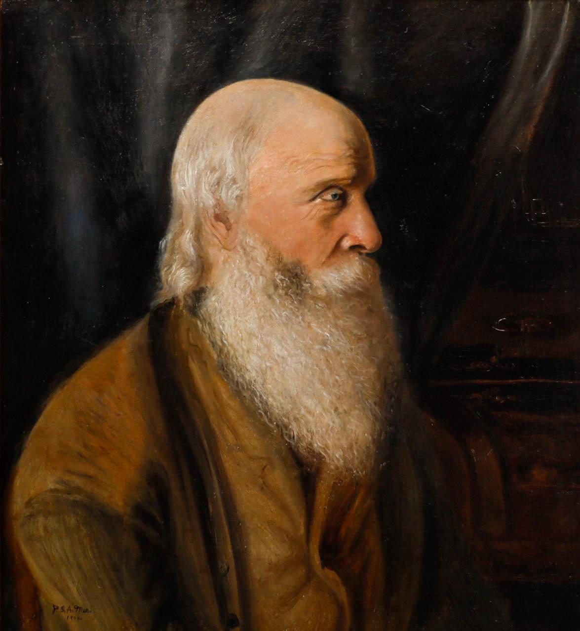P.S.A. Mee - Olio del 1904, Uomo barbuto di profilo - Painting di Unknown