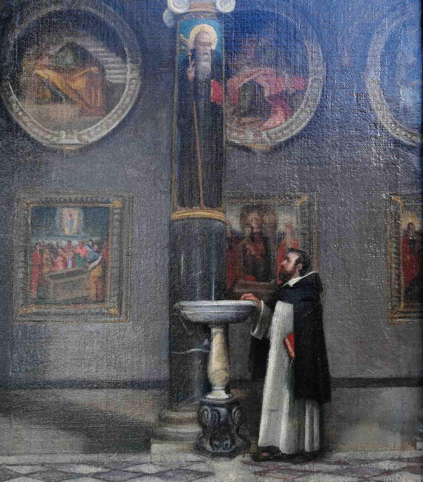 Pittura d'interni religiosa purista italiana del XIX secolo - Painting di Unknown