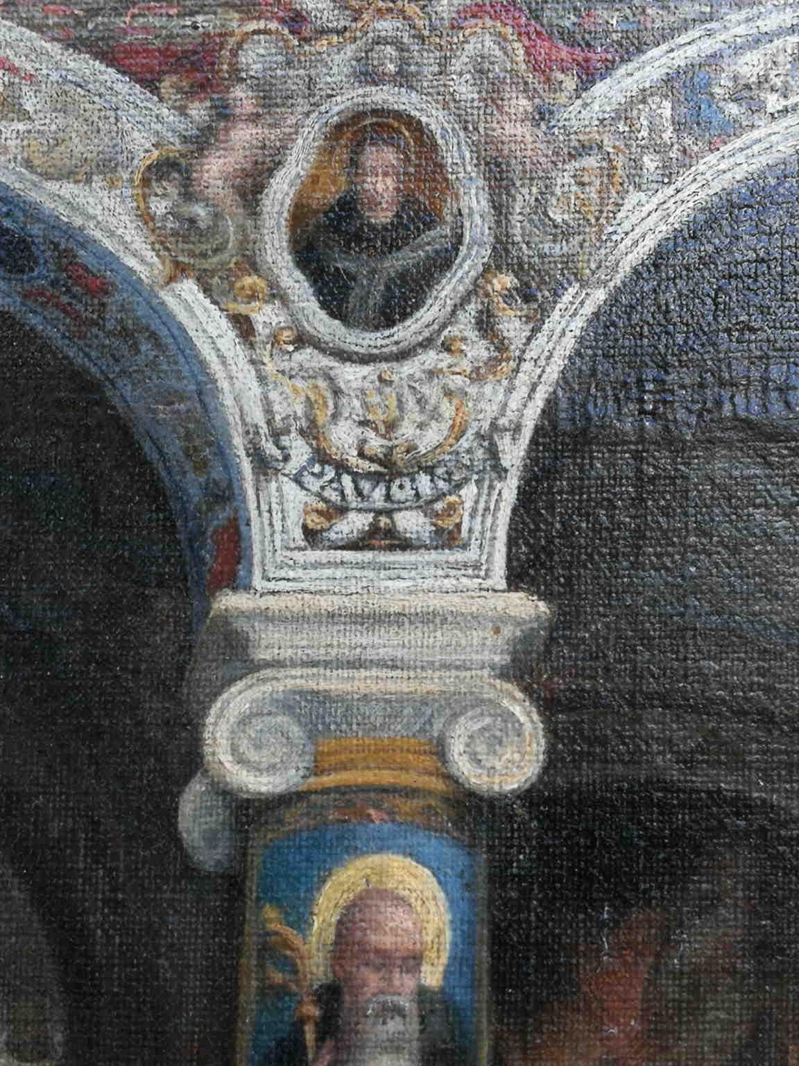 Pittura d'interni religiosa purista italiana del XIX secolo - Portrait Painting Marrone di Unknown