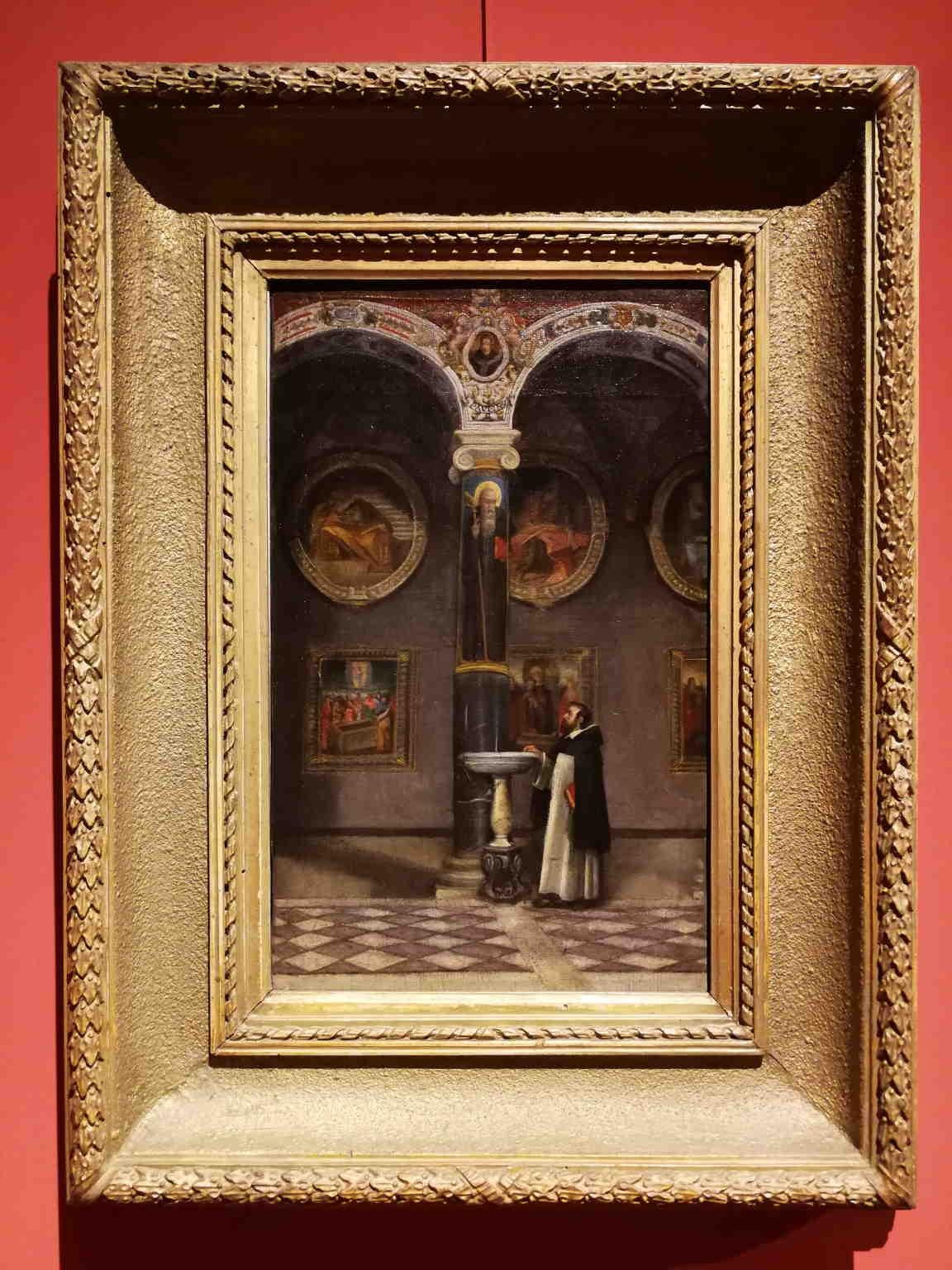Unknown Portrait Painting - Purist Italian Religious Interior Painting 19th century