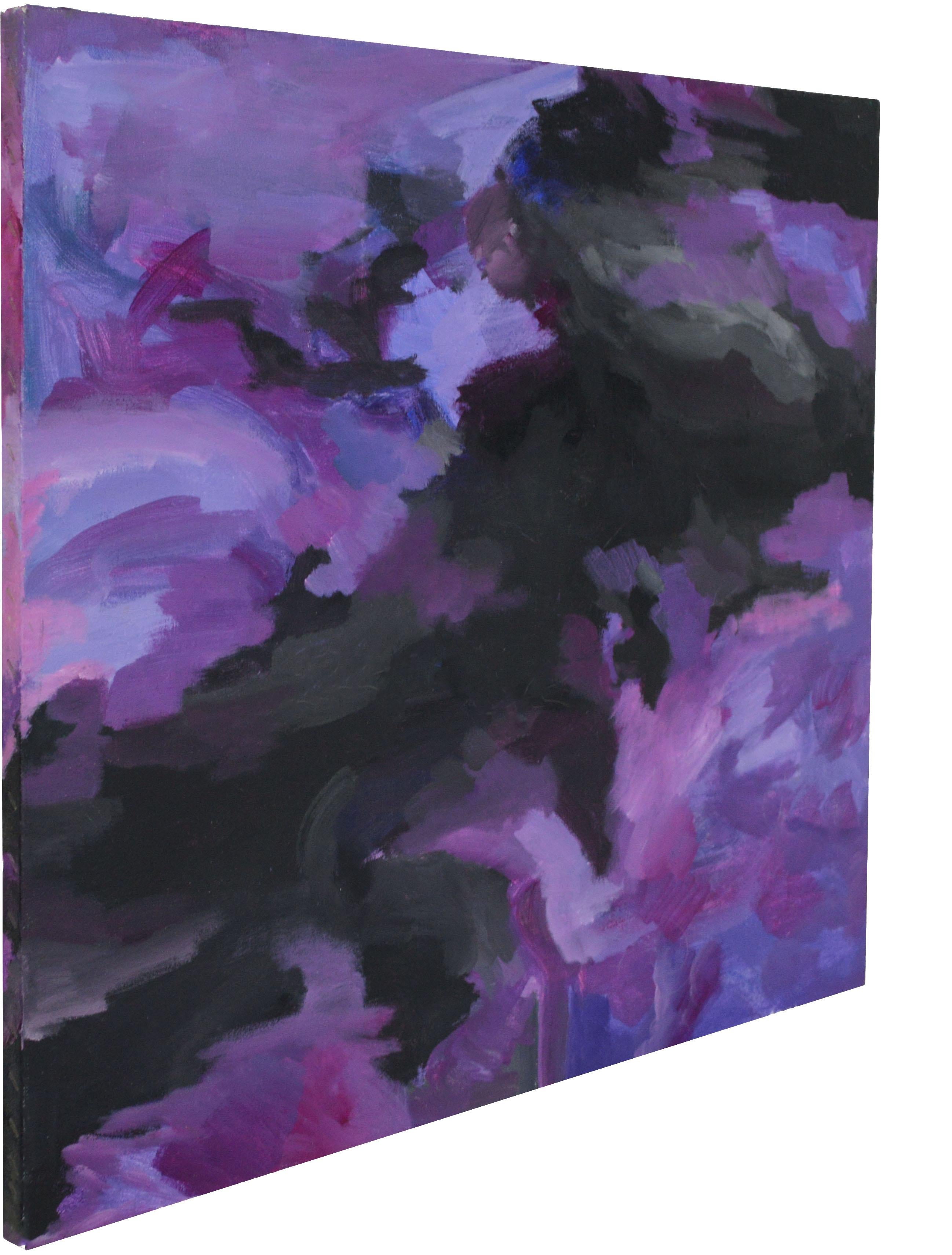 Purple & Black Abstract, Contemporary Square Abstract Expressionist 1