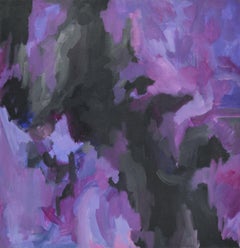 Purple & Black Abstract, Contemporary Square Abstract Expressionist