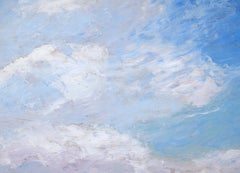 Purple Clouds Above Cornfields on the Farm - Landscape in Oil on Masonite