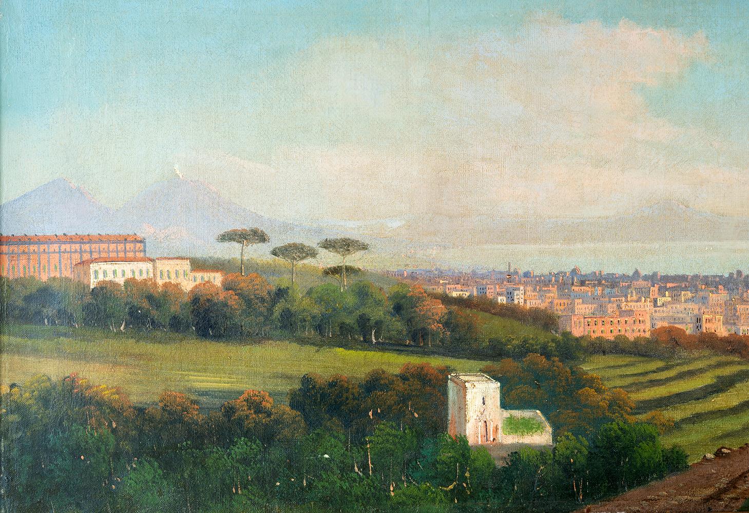Four antique oil on canvas views depicting four views of Naples 19sec. For Sale 3