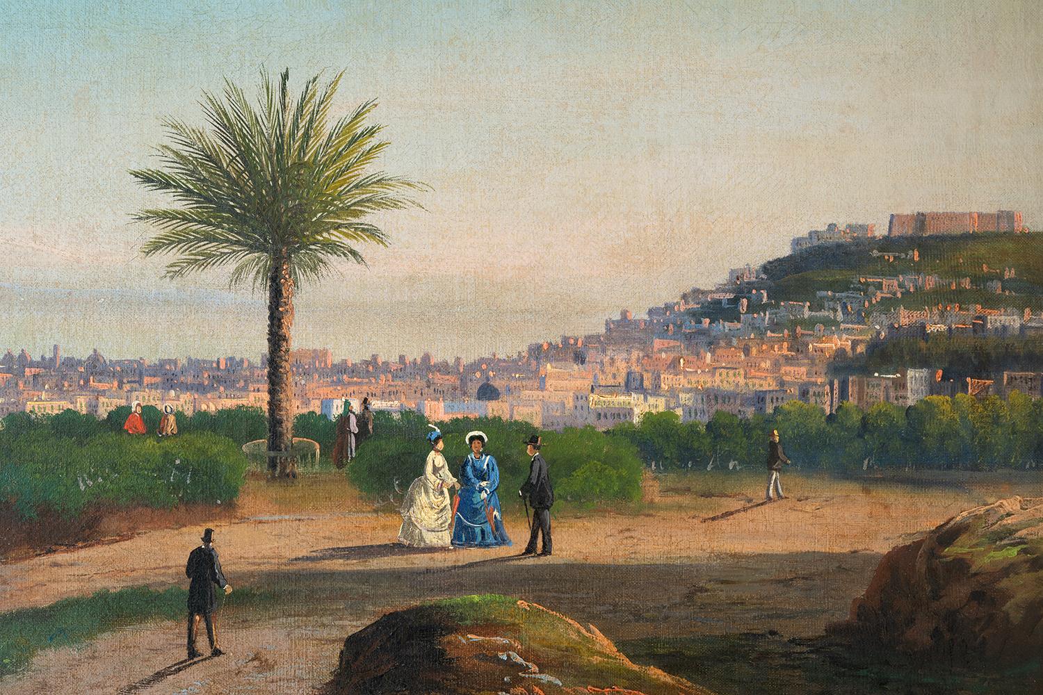Quatre vues anciennes de Naples à l'huile sur toile 19sec. en vente 4