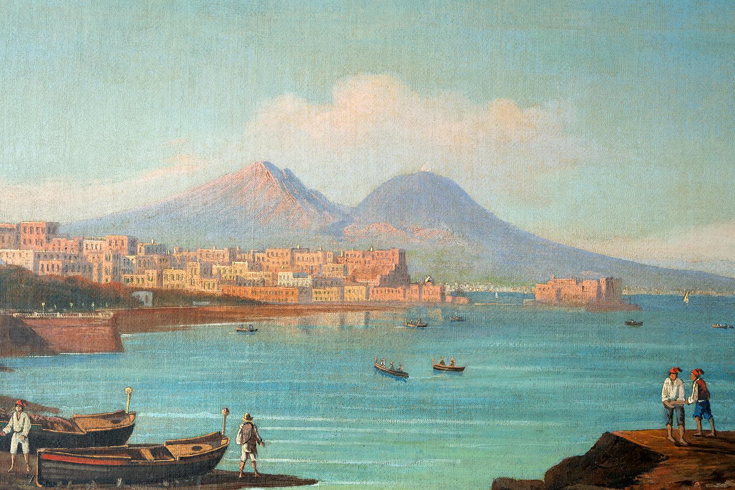 Quatre vues anciennes de Naples à l'huile sur toile 19sec. en vente 5