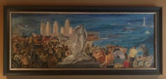 Queen City of the Lakes, Buffalo, New York, WPA mural study American Scene Urban