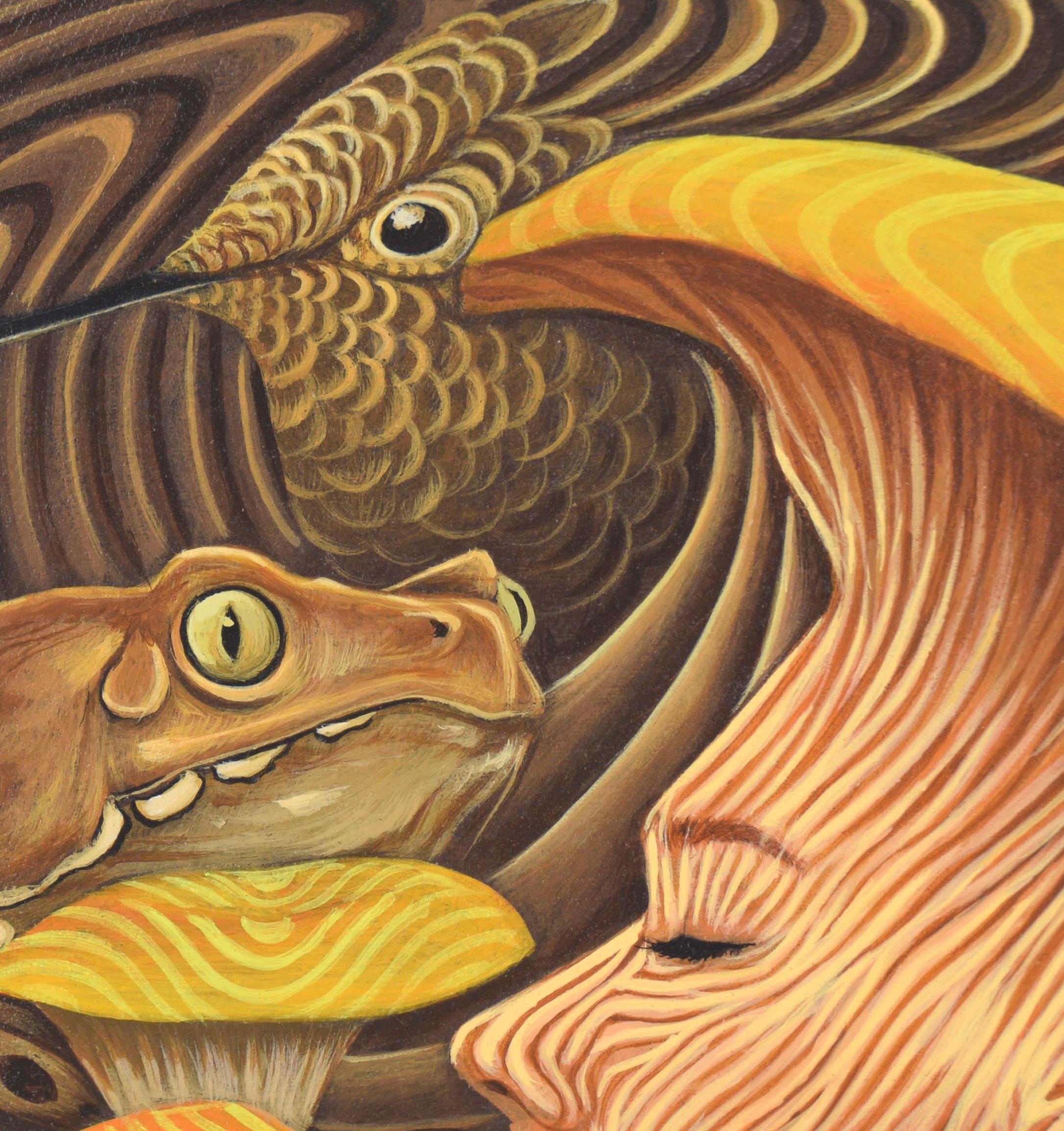 Reina de los rebozuelos - Figurativo surrealista en acrílico sobre lienzo - Painting de Unknown