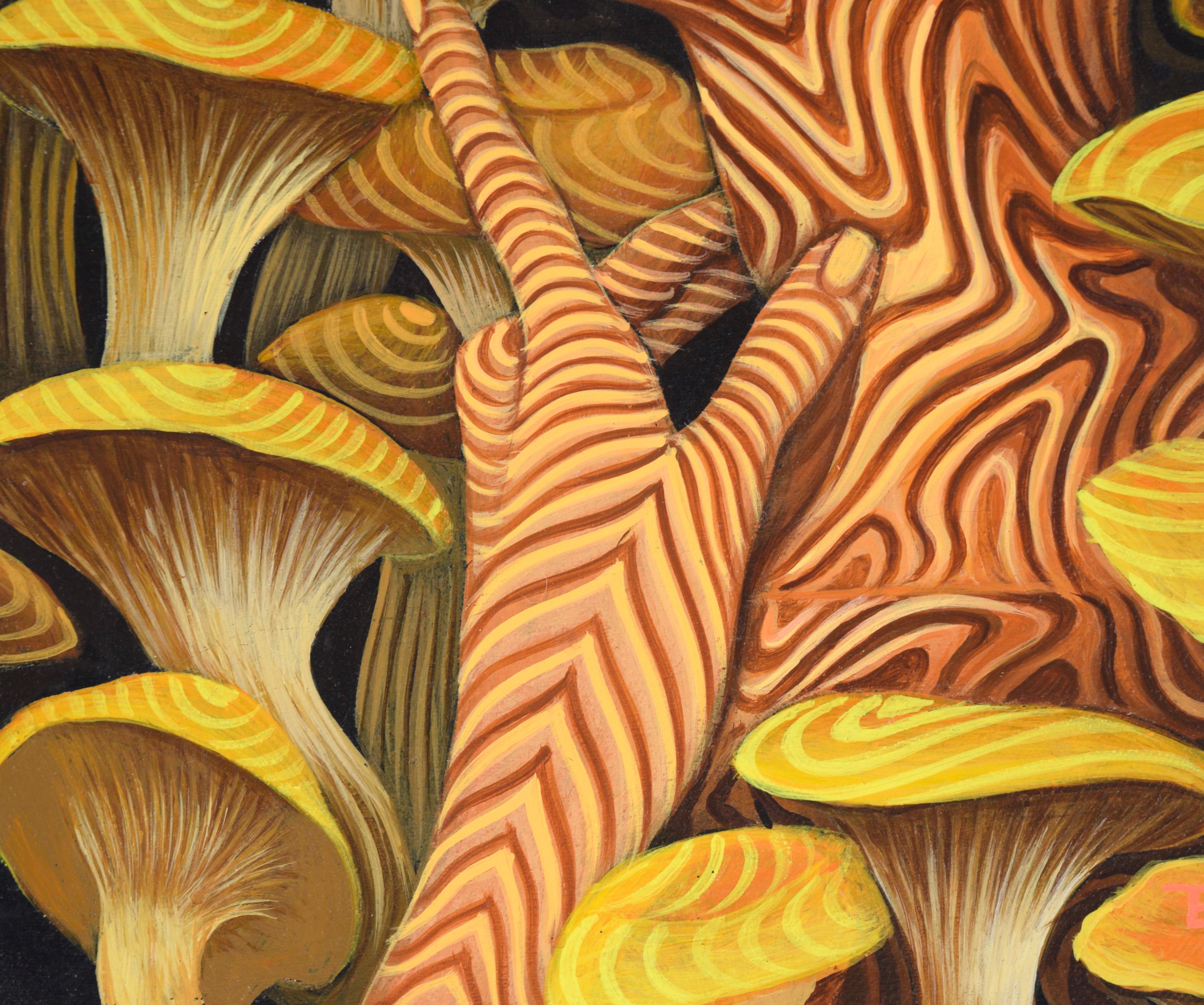 Reina de los rebozuelos - Figurativo surrealista en acrílico sobre lienzo - Landscape Painting Marrón de Unknown
