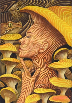 Queen of the Chanterelles - Surrealist Figurative in Acrylic on Canvas