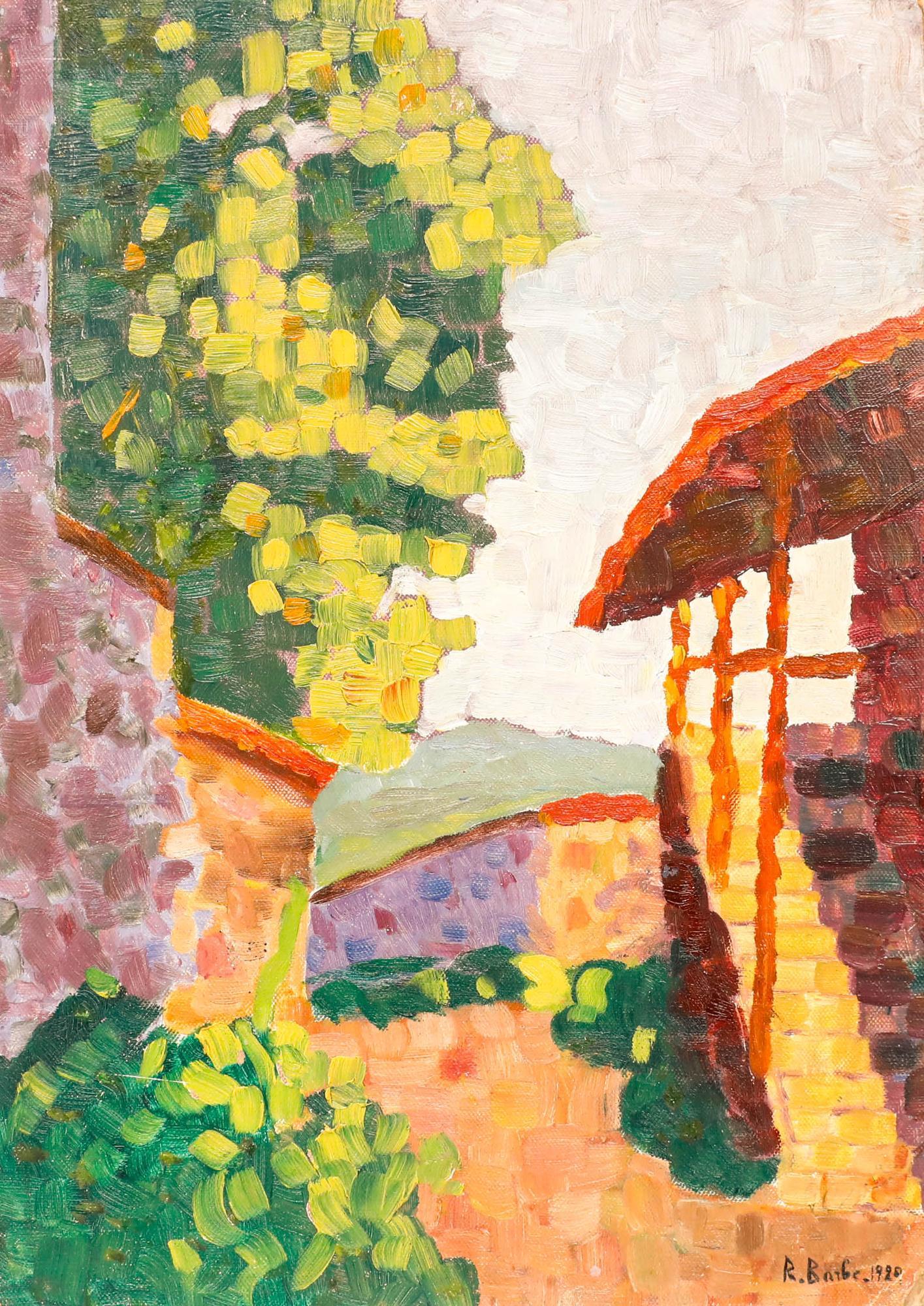 R. Barbe - Early 20th Century Oil, A Village near Grenoble - Painting by Unknown