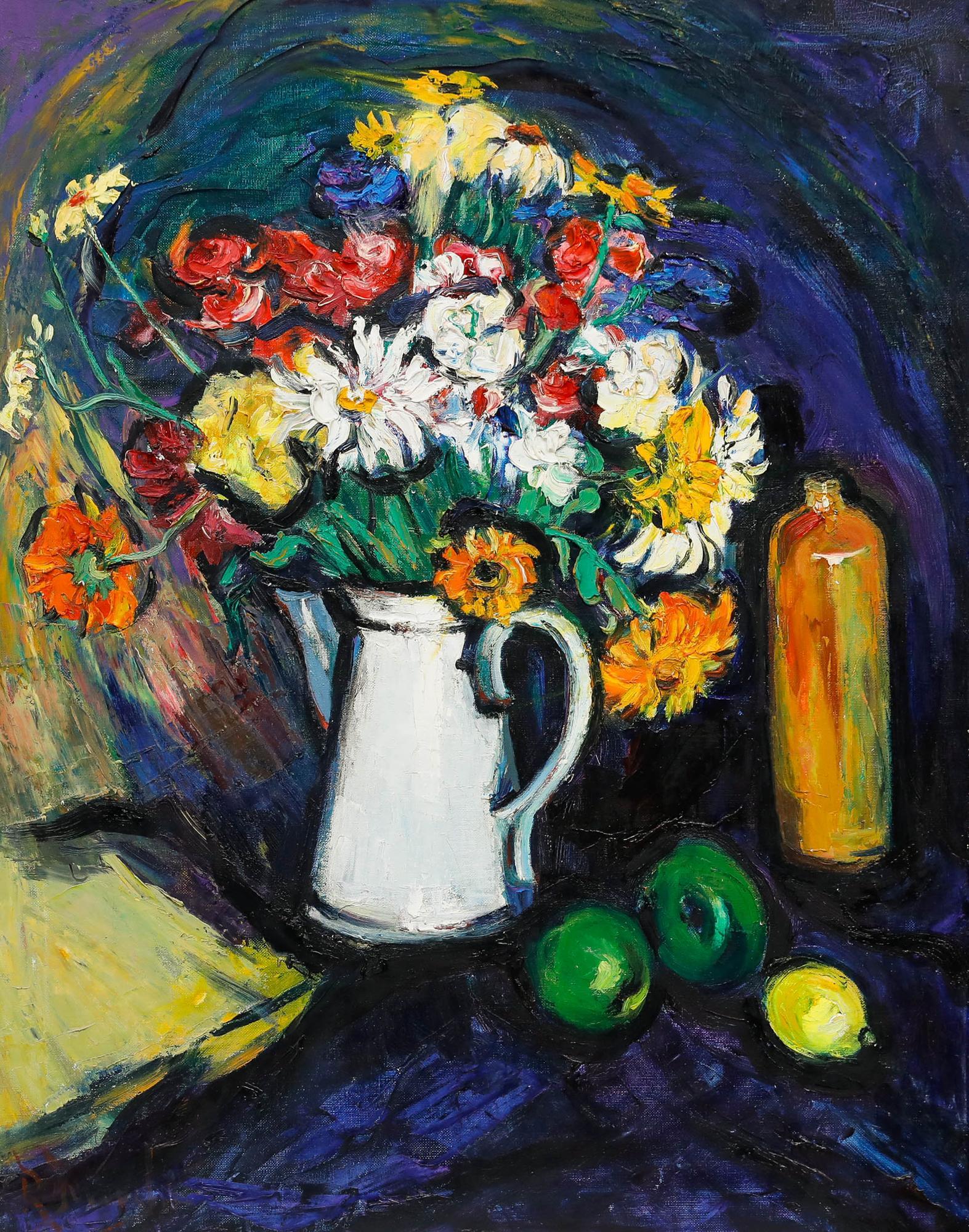 R. D.  - 20th Century Oil, Summer Flowers - Painting by Unknown