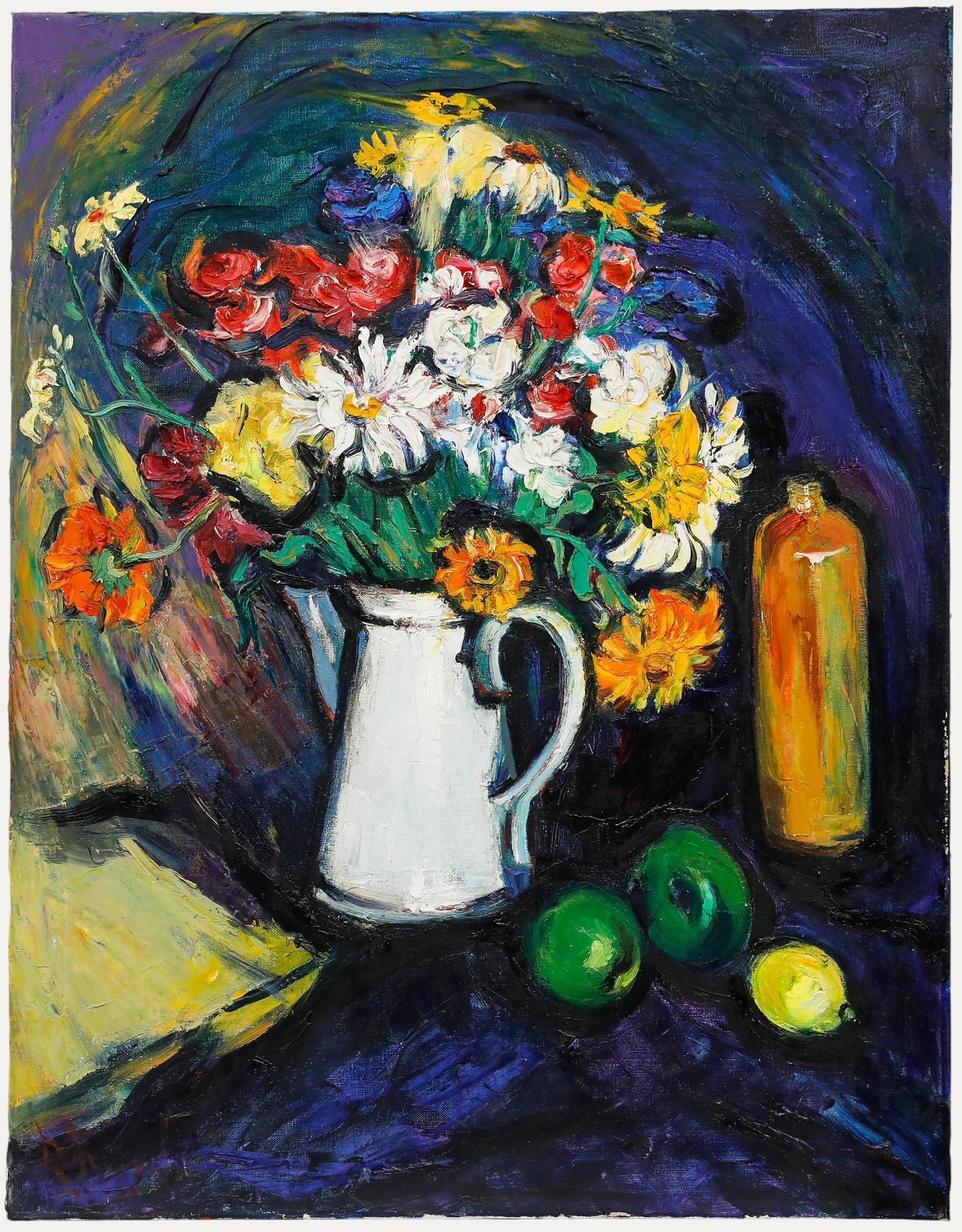 Unknown Still-Life Painting - R. D.  - 20th Century Oil, Summer Flowers