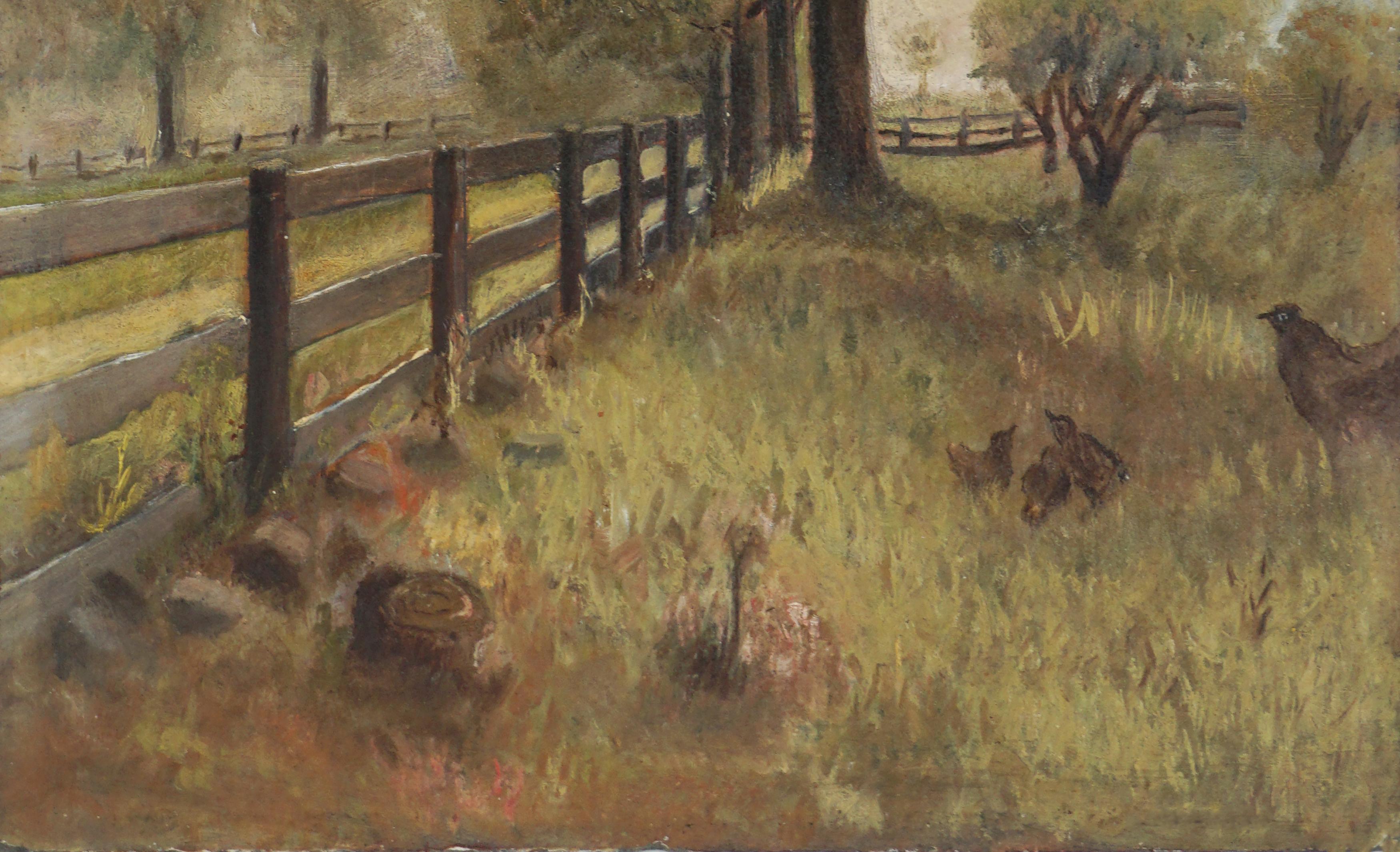 Début du 19e siècle  Paysage de campagne dans le style de William Morris Hunt - École de Barbizon Painting par Unknown