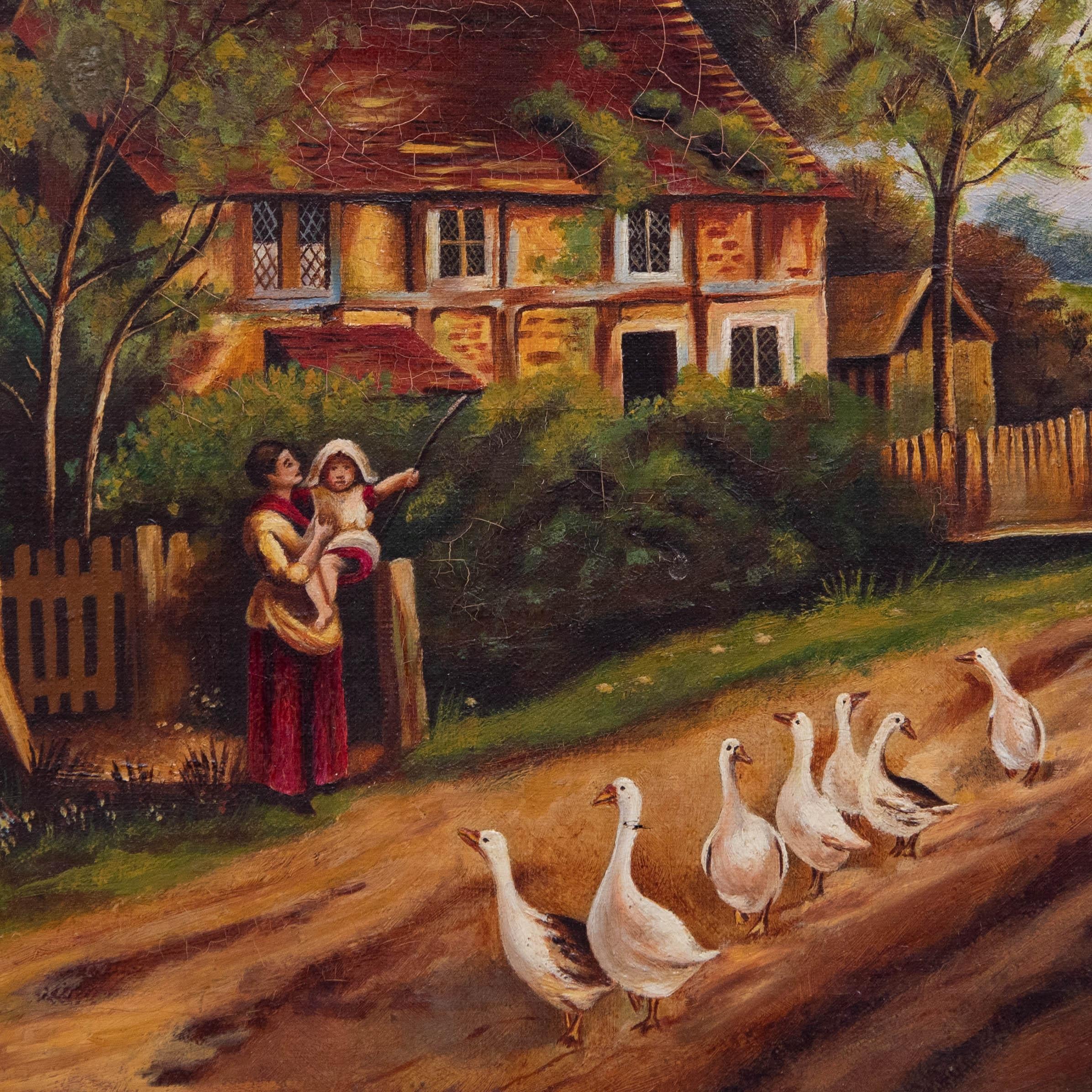 R. F. Colley  - 1904 Öl, Gänse bei der Hütte 1