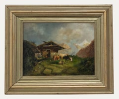R. Forbes  - Early 20th Century Oil, Cattle in the Alps